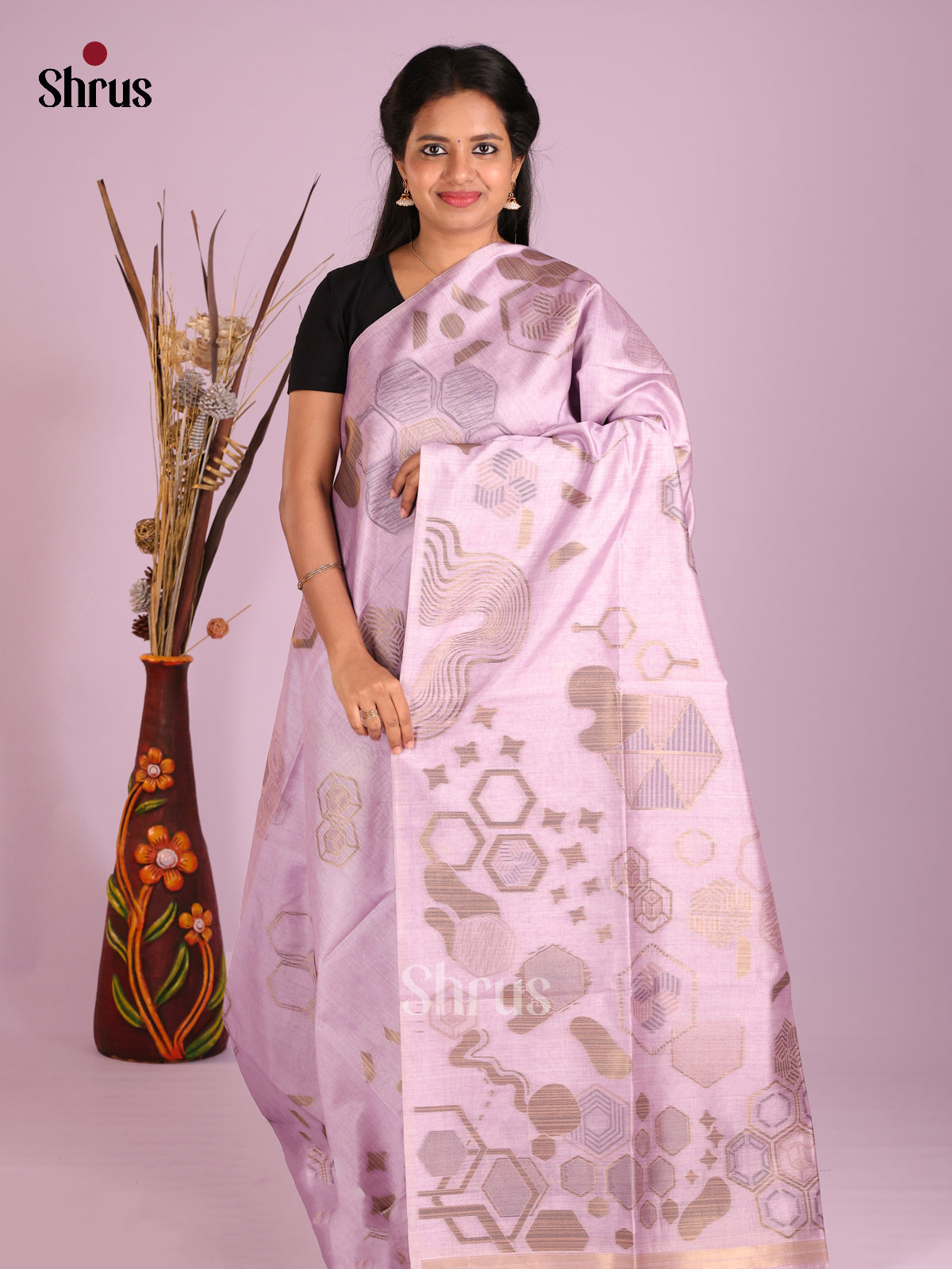 Lavender - Semi Tussar Saree