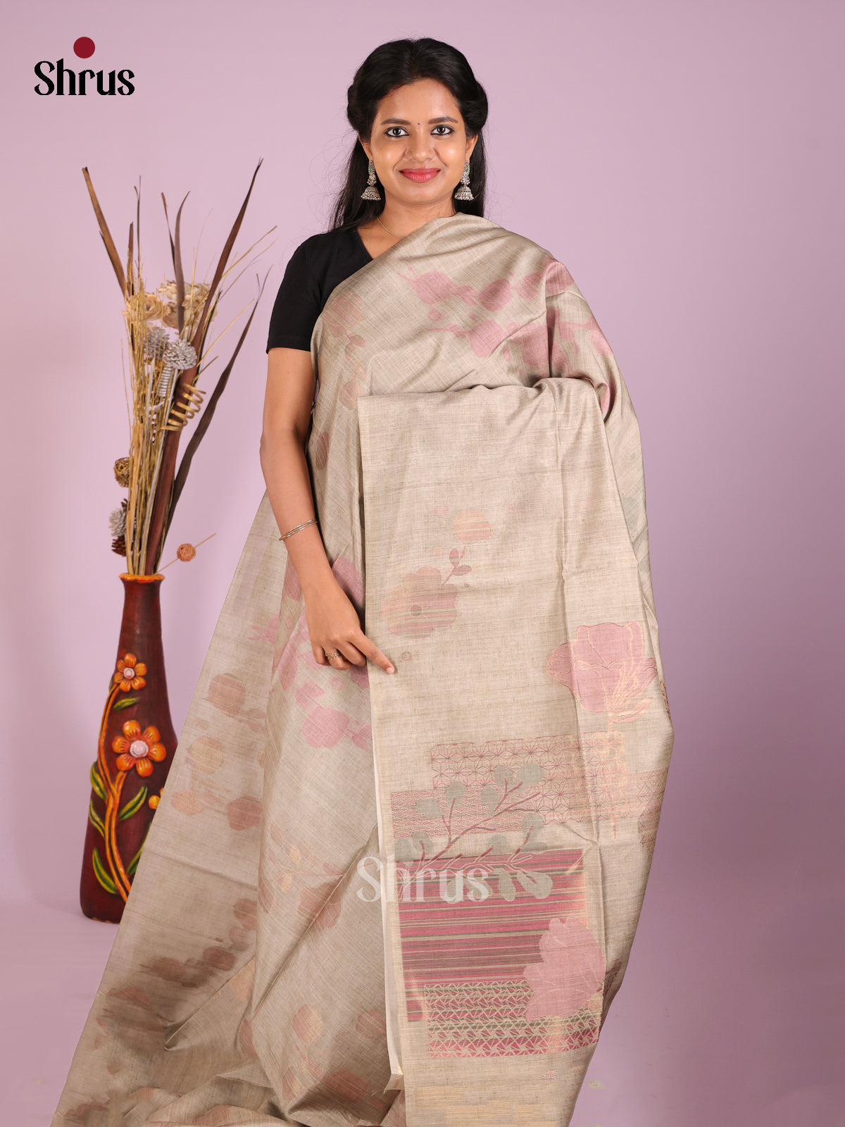 Grey- Semi Tussar Saree