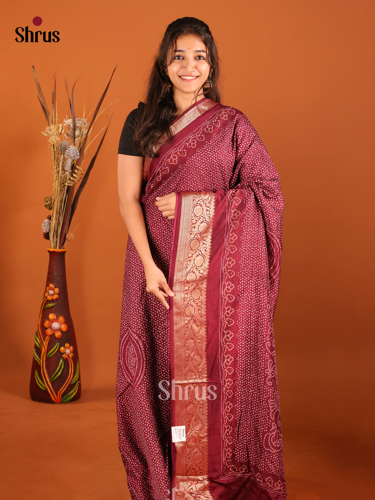 DIS06153 - Bandhini Saree - Shop on Shrus.com