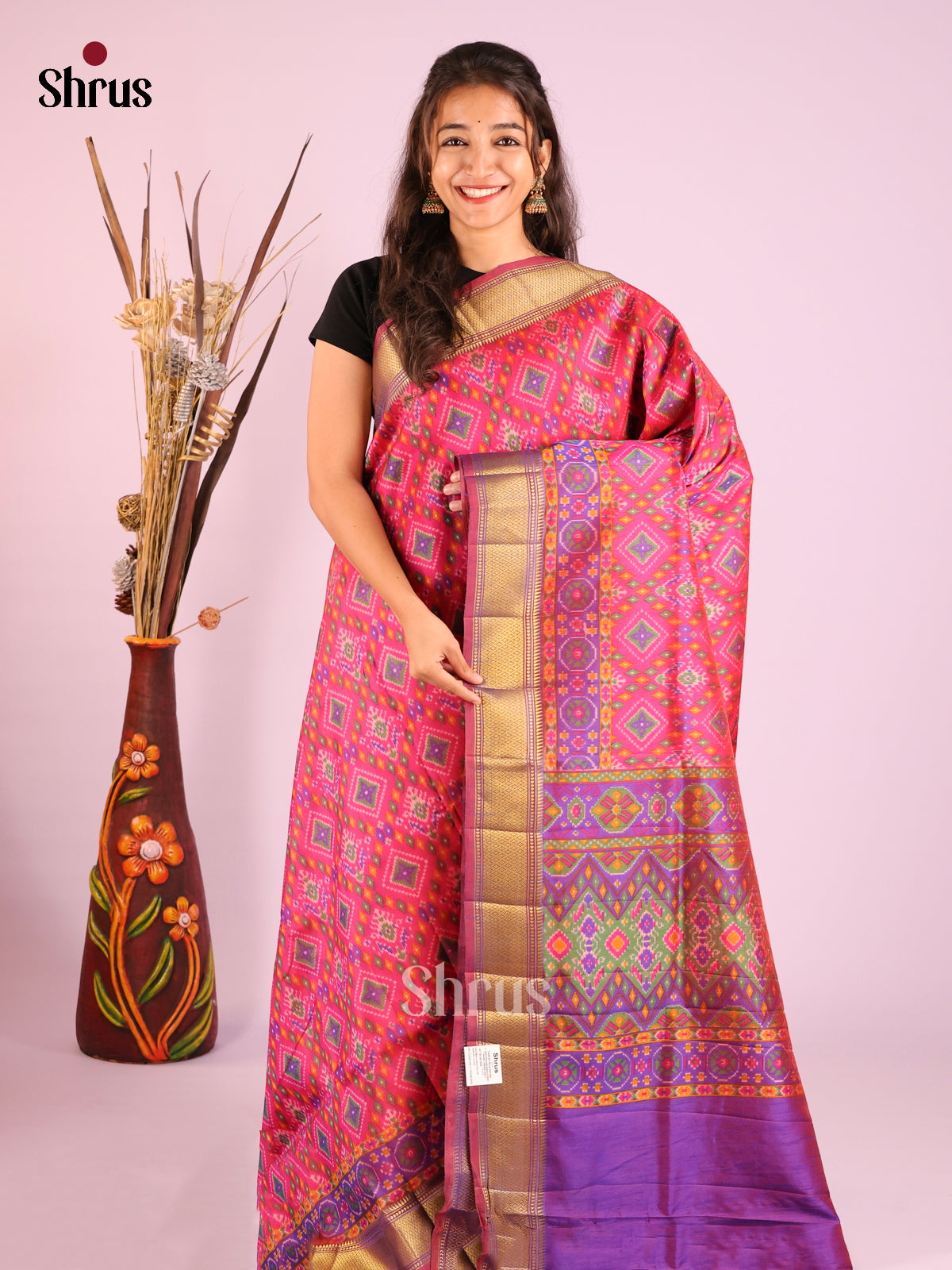 Pink & Purple- Semi Patola Saree