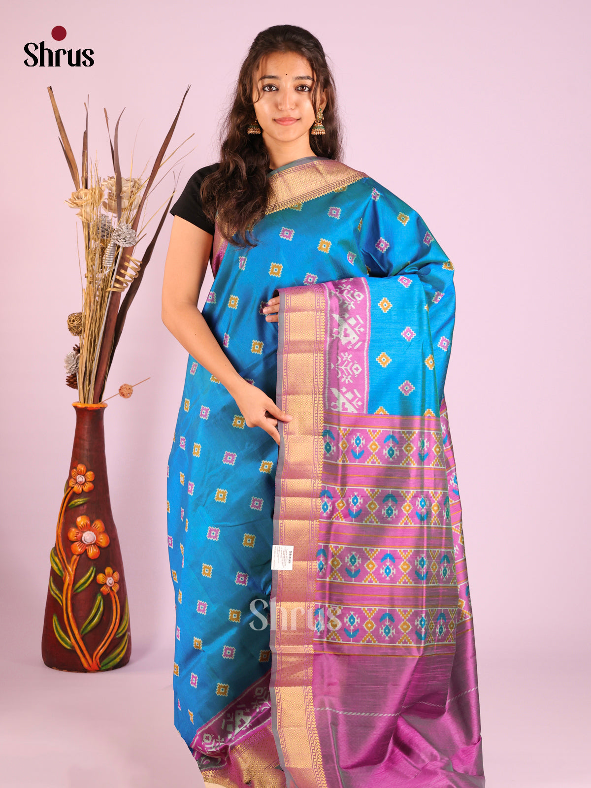 Blue & Purple- Semi Patola Saree
