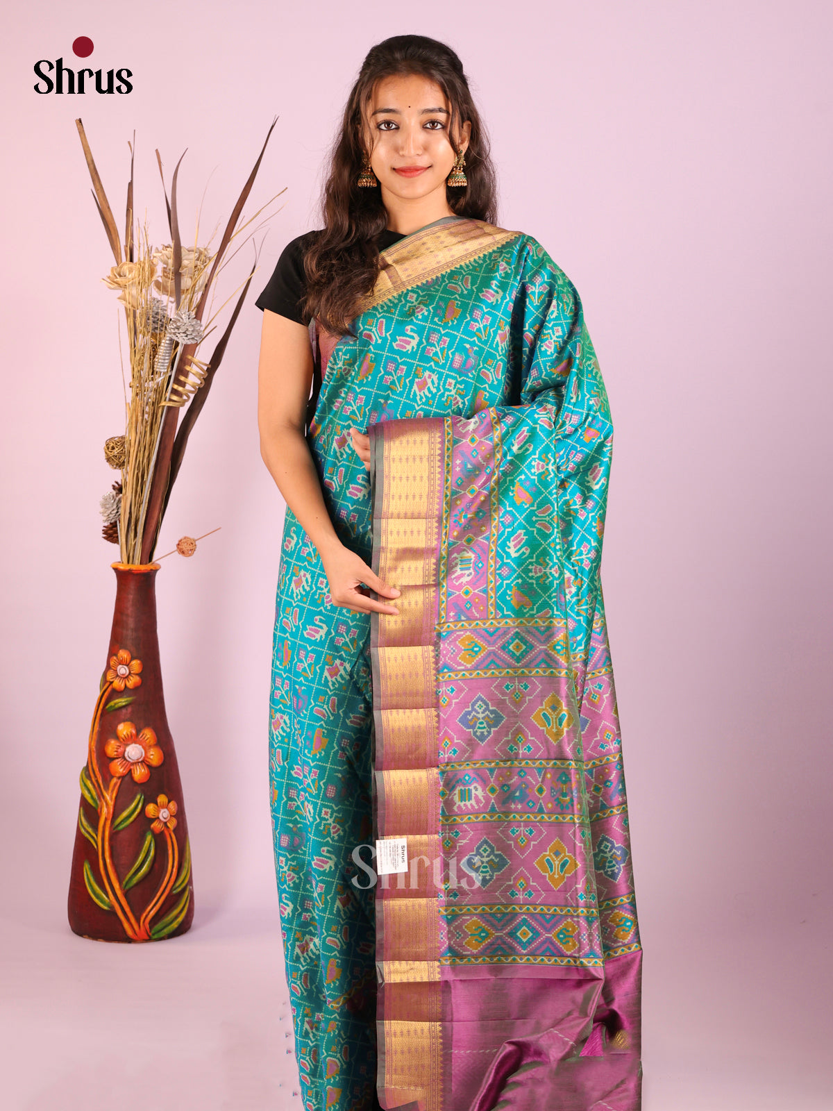 Blue & Purple - Semi Patola Saree
