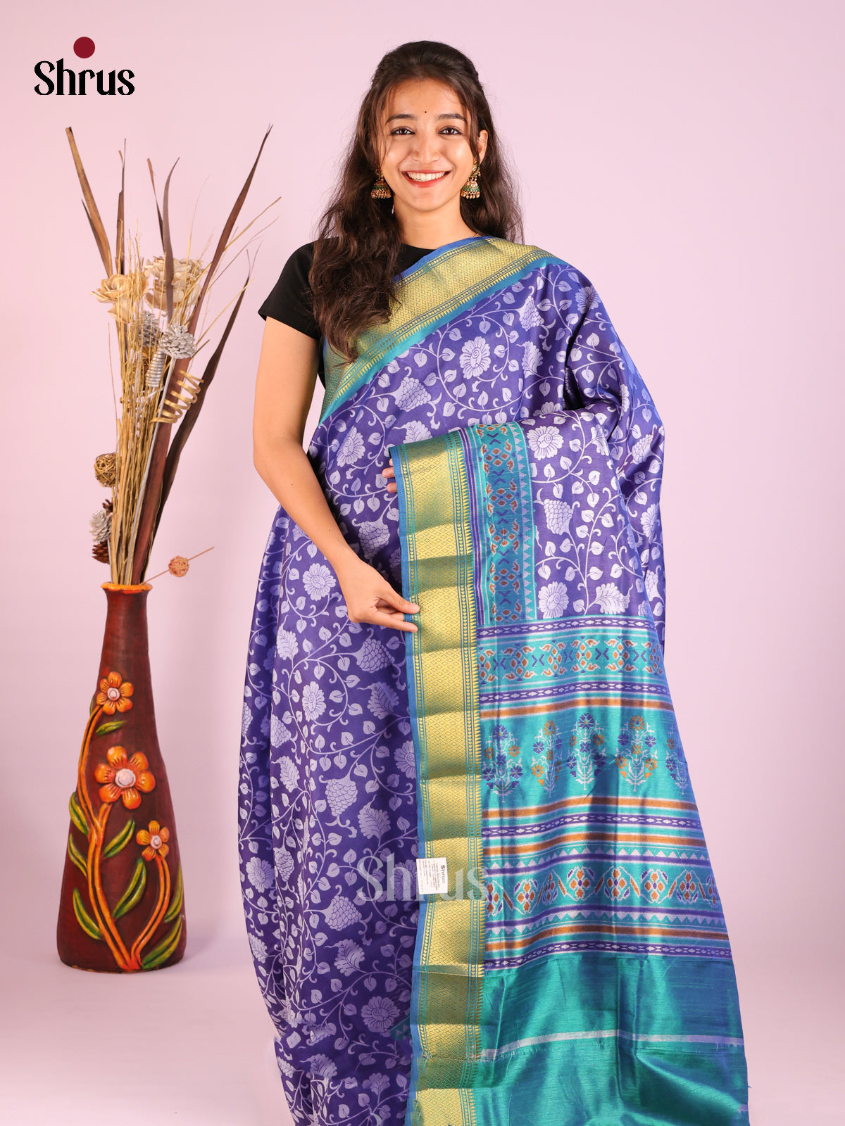 Blue - Semi Patola Saree