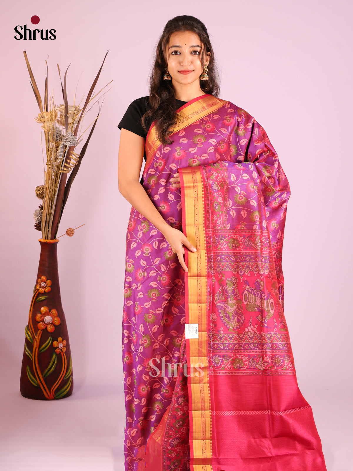 Purple & Pink - Semi Patola Saree
