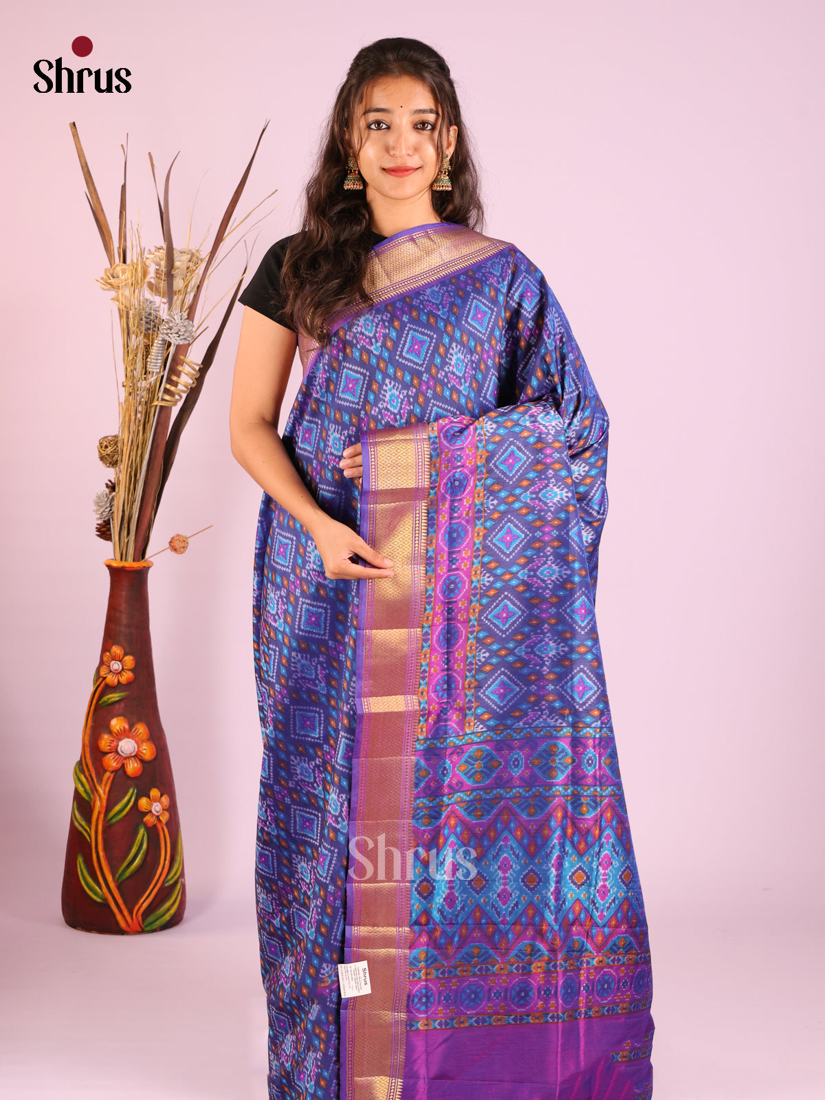 Blue & Purple- Semi Patola Saree
