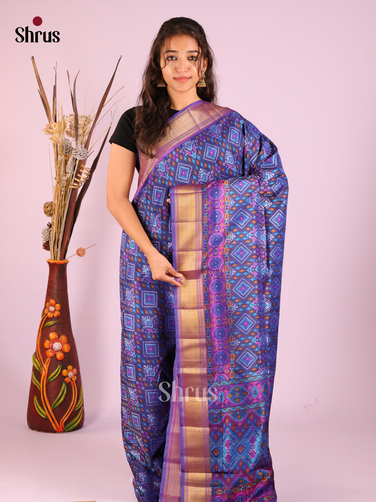 Blue & Purple - Semi Patola Saree
