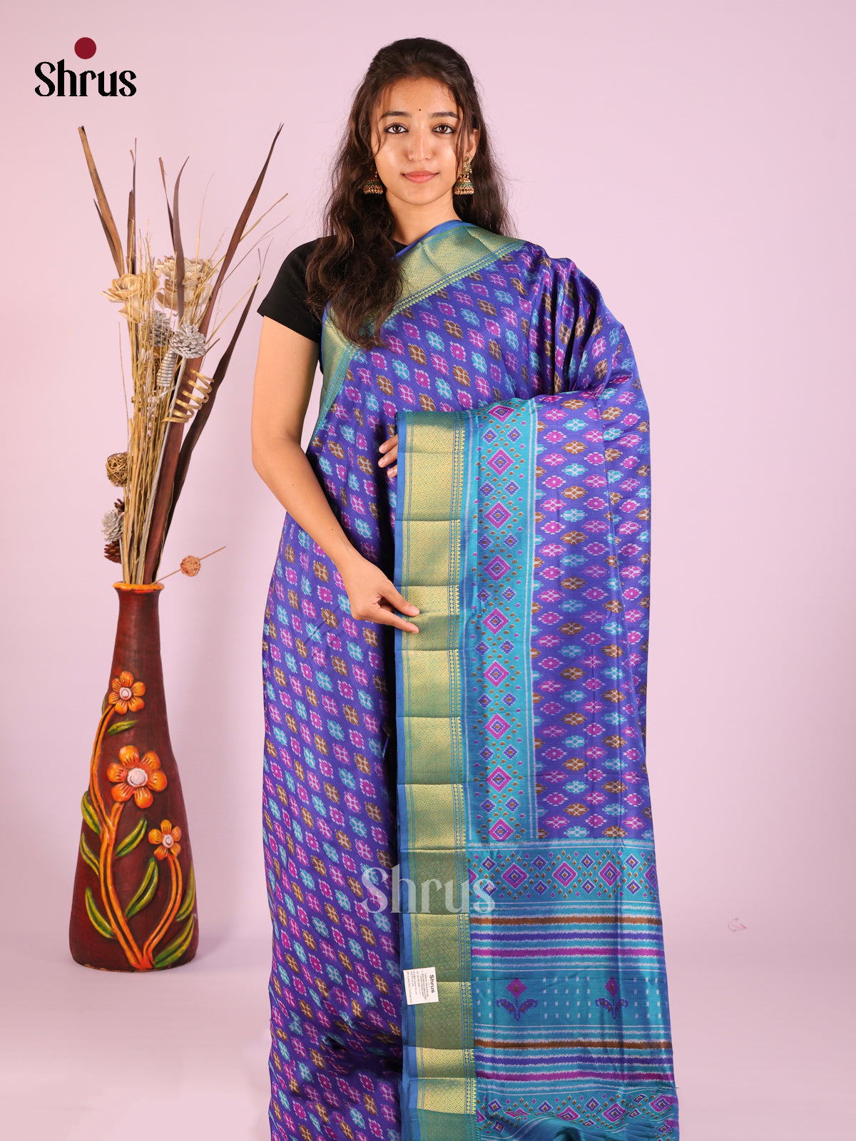 Blue - Semi Patola Saree