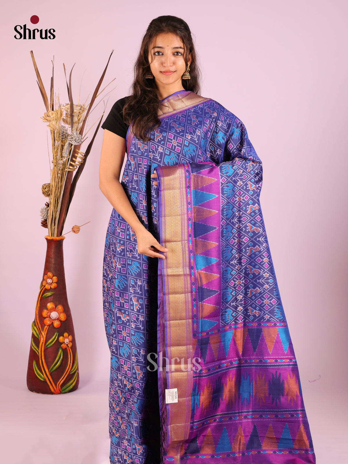 Blue & Purple - Semi Patola Saree