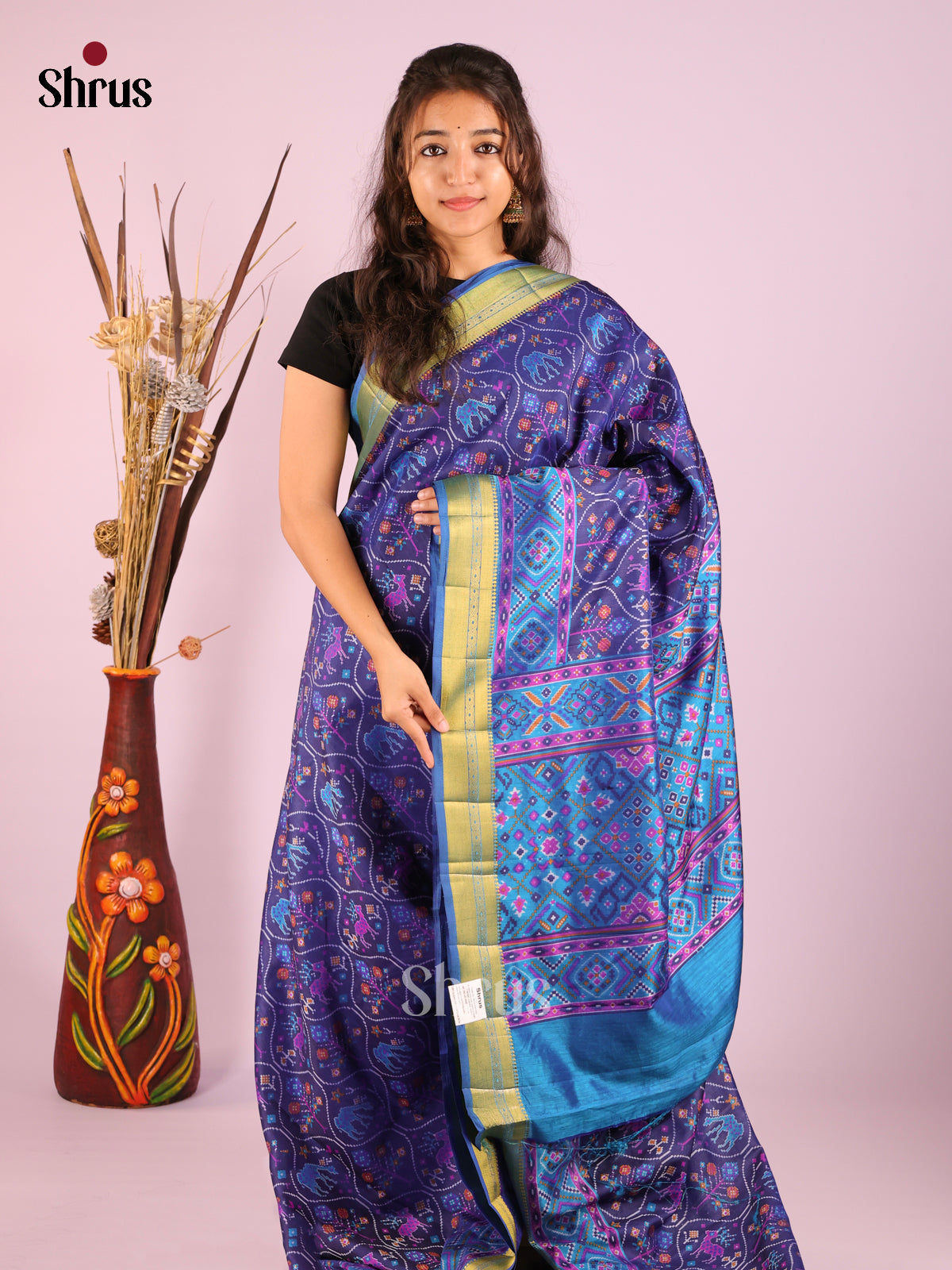 Blue - Semi Patola Saree