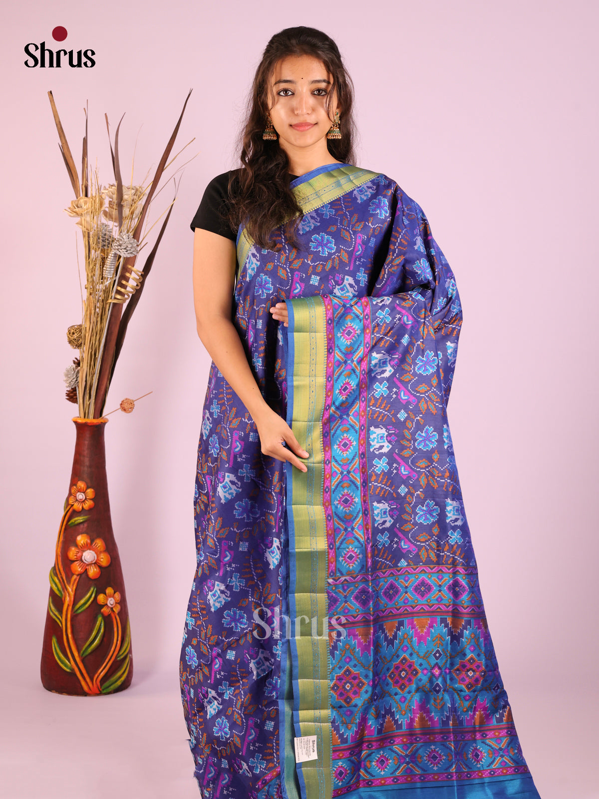 Blue- Semi Patola Saree