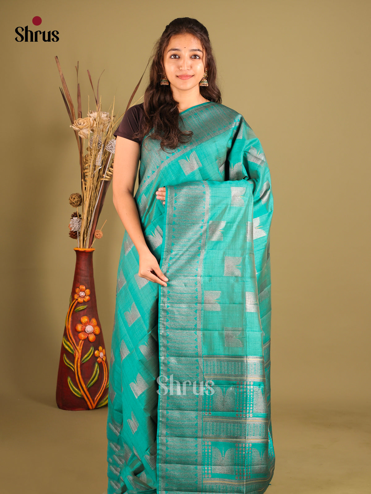 Green - Semi Rawsilk Saree