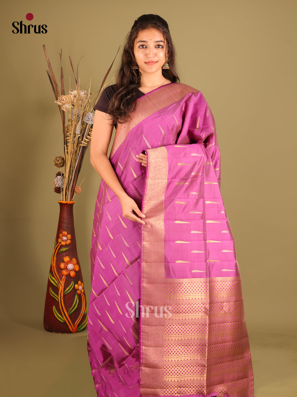 Majenta - Semi Rawsilk Saree