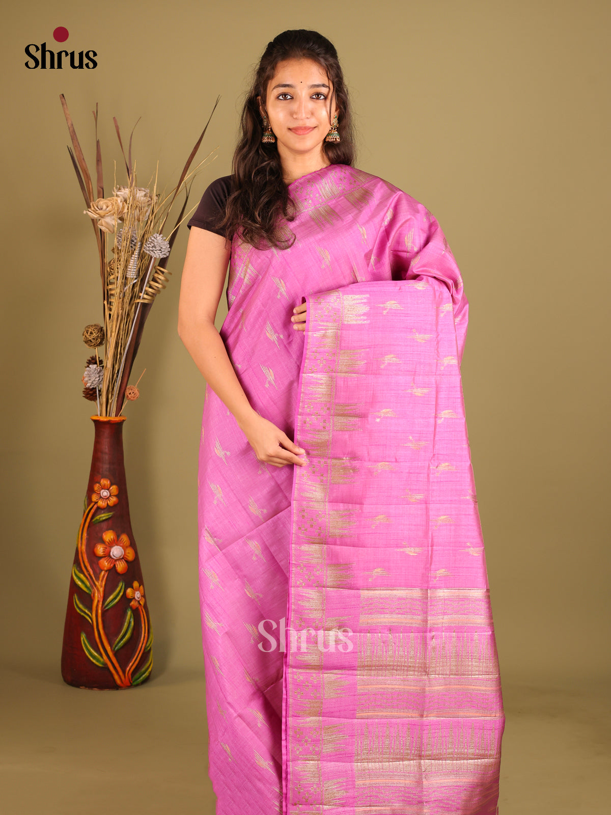Majenta - Semi Rawsilk Saree