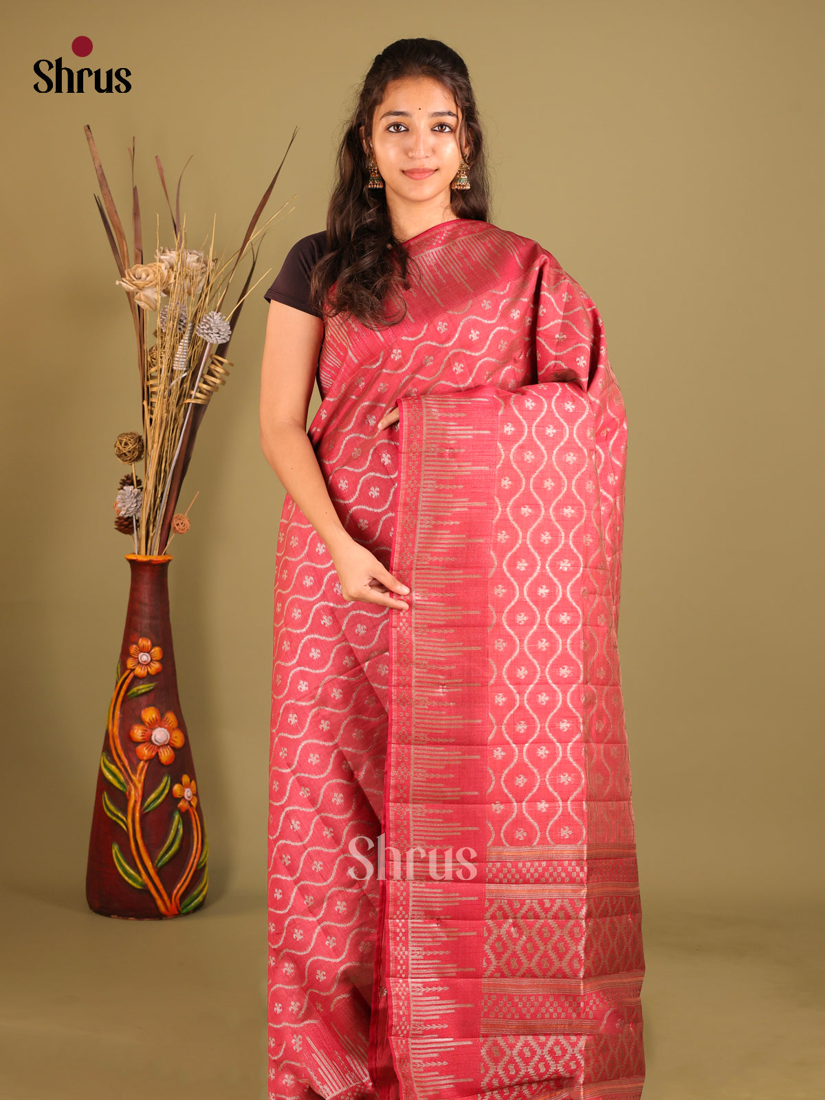 Red - Semi Rawsilk Saree