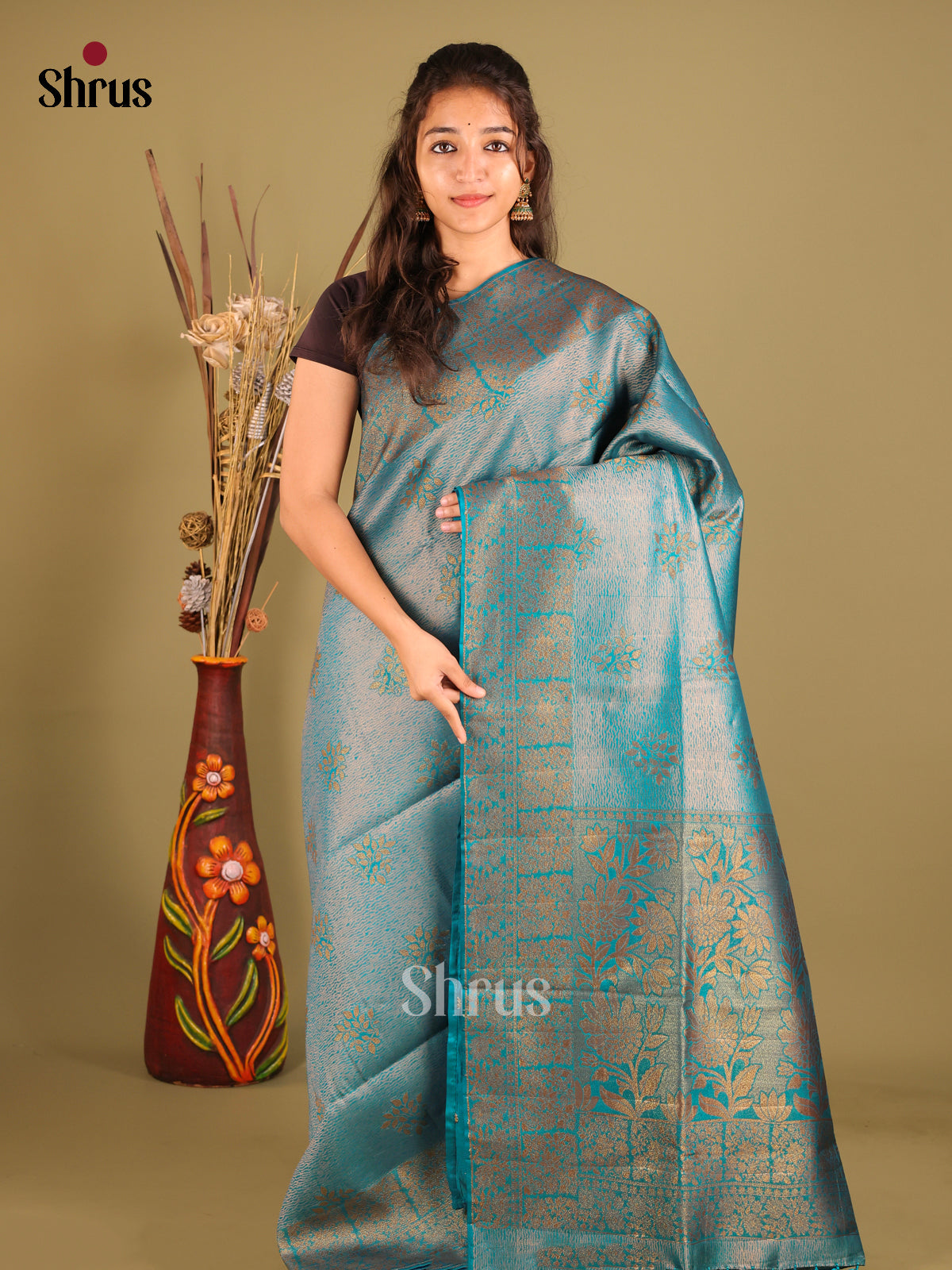 Blue - Bamboo silk Saree
