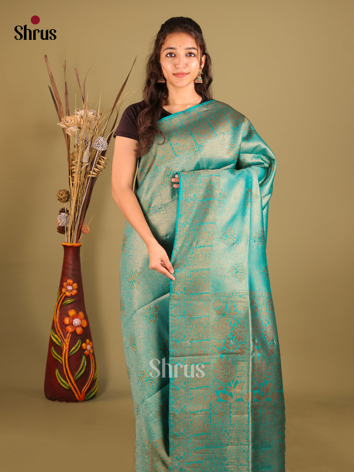 Blue - Bamboo silk Saree