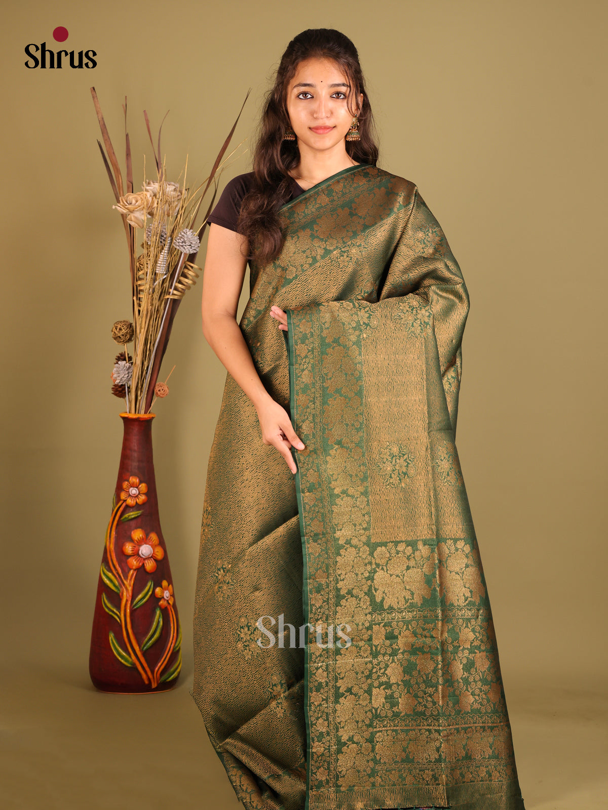 Green - Bamboo silk Saree