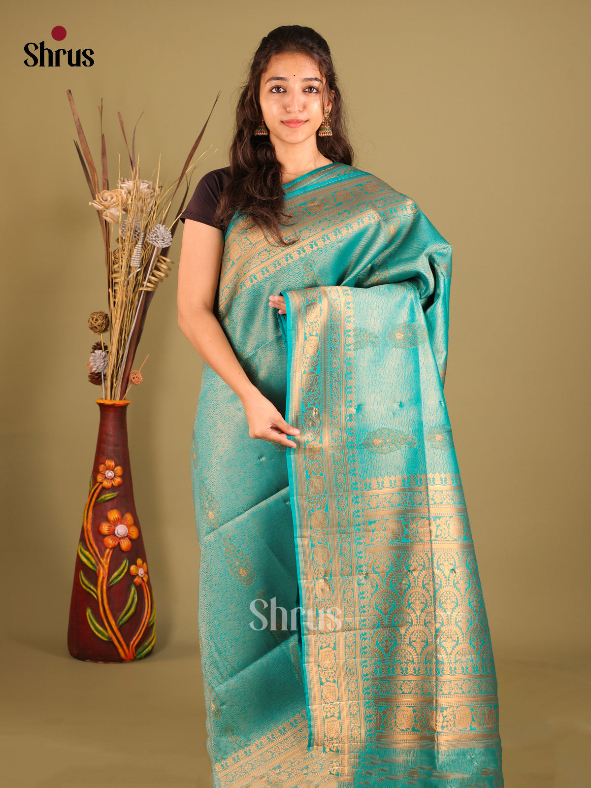 Sky Blue - Bamboo silk Saree