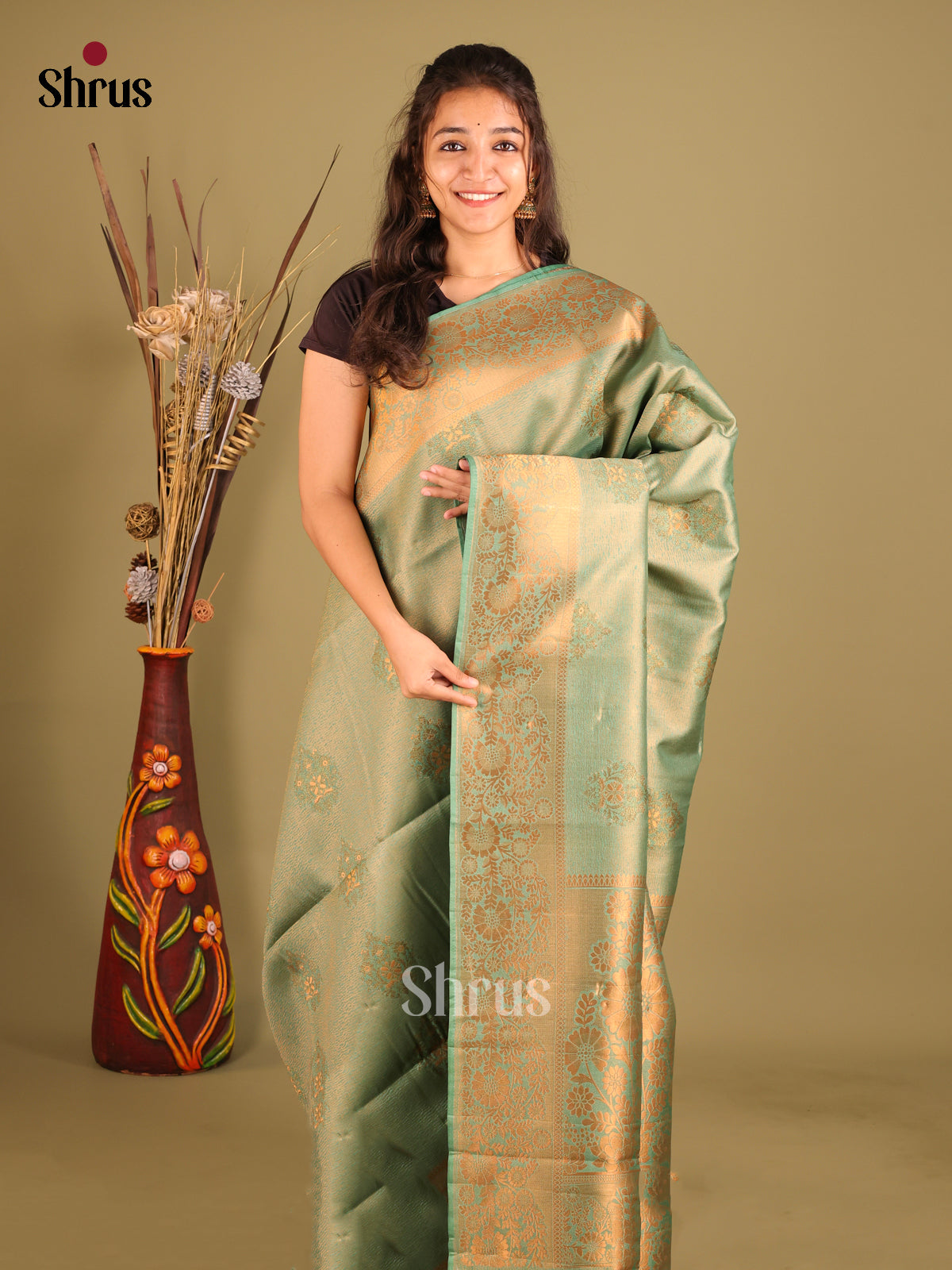 Pastel Green - Bamboo silk Saree