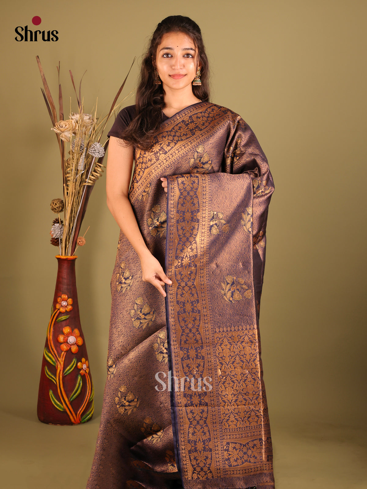 Blue - Bamboo silk Saree