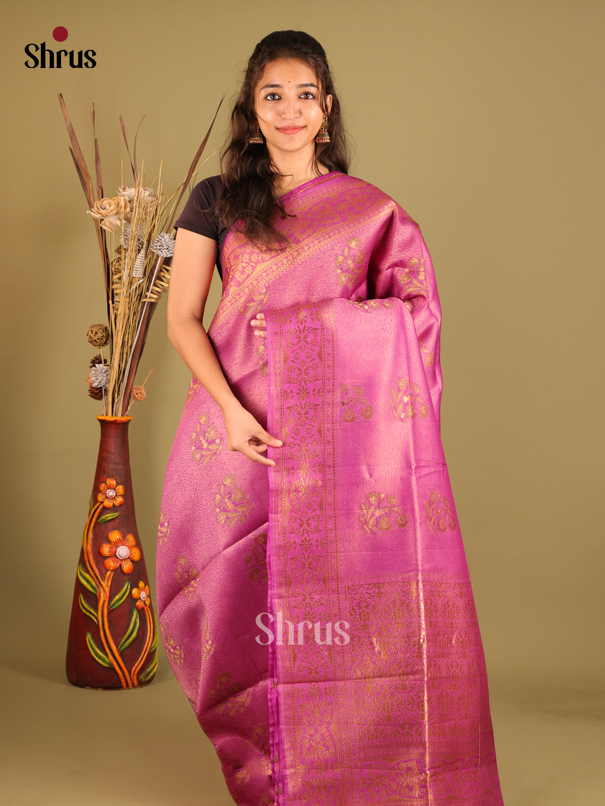 Purple- Bamboo silk Saree