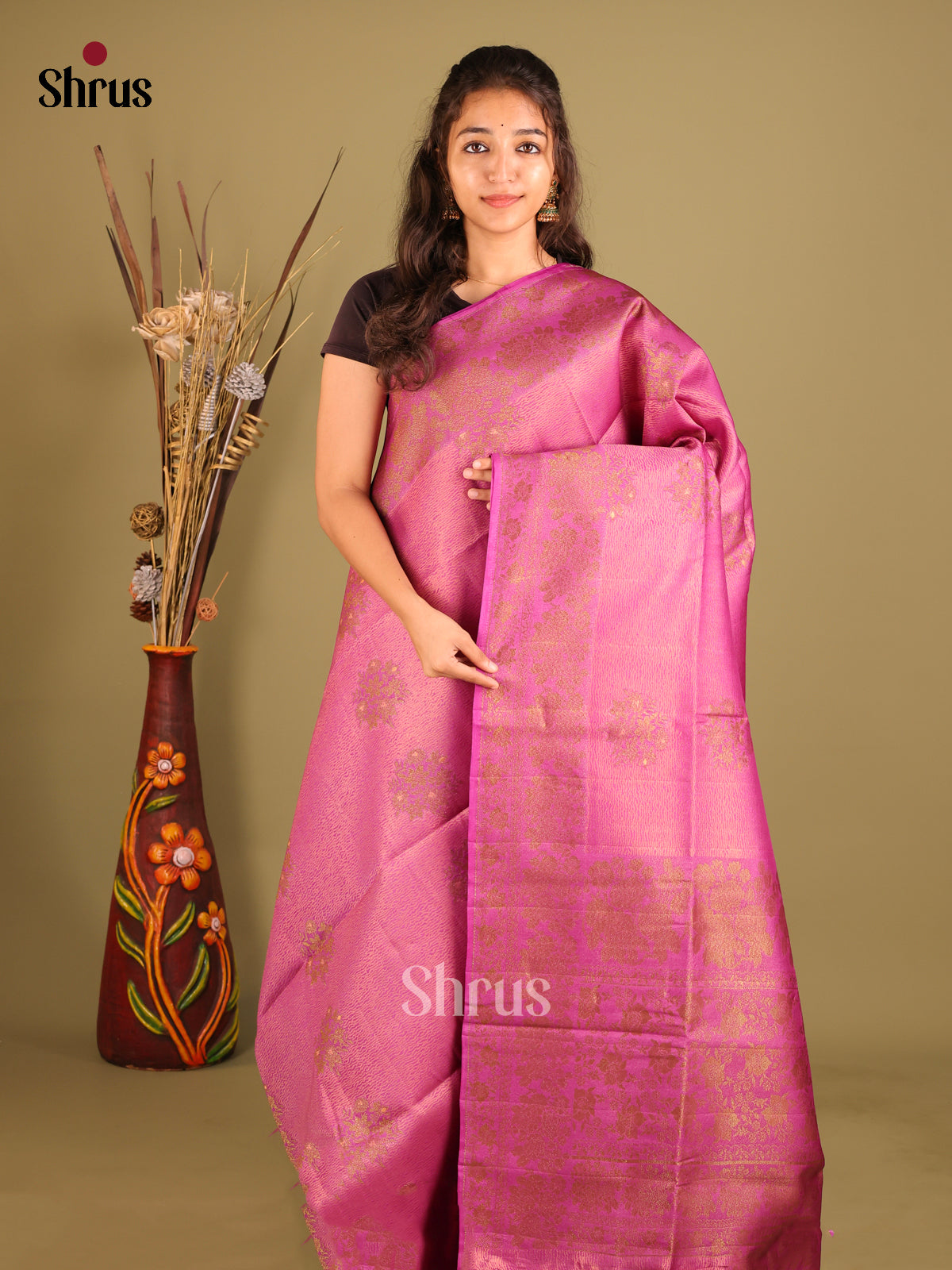 Purple - Bamboo silk Saree