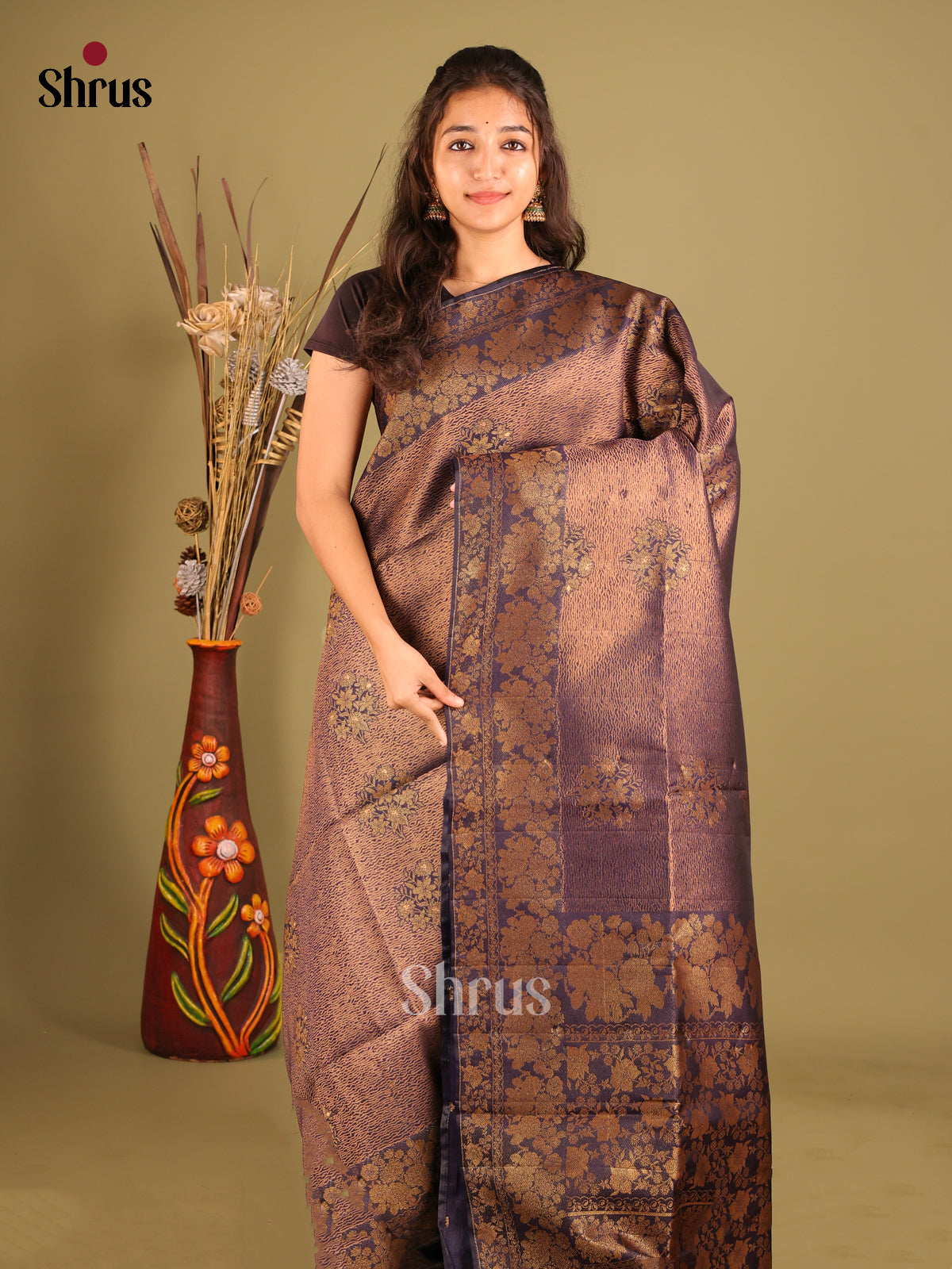 Blue - Bamboo silk Saree