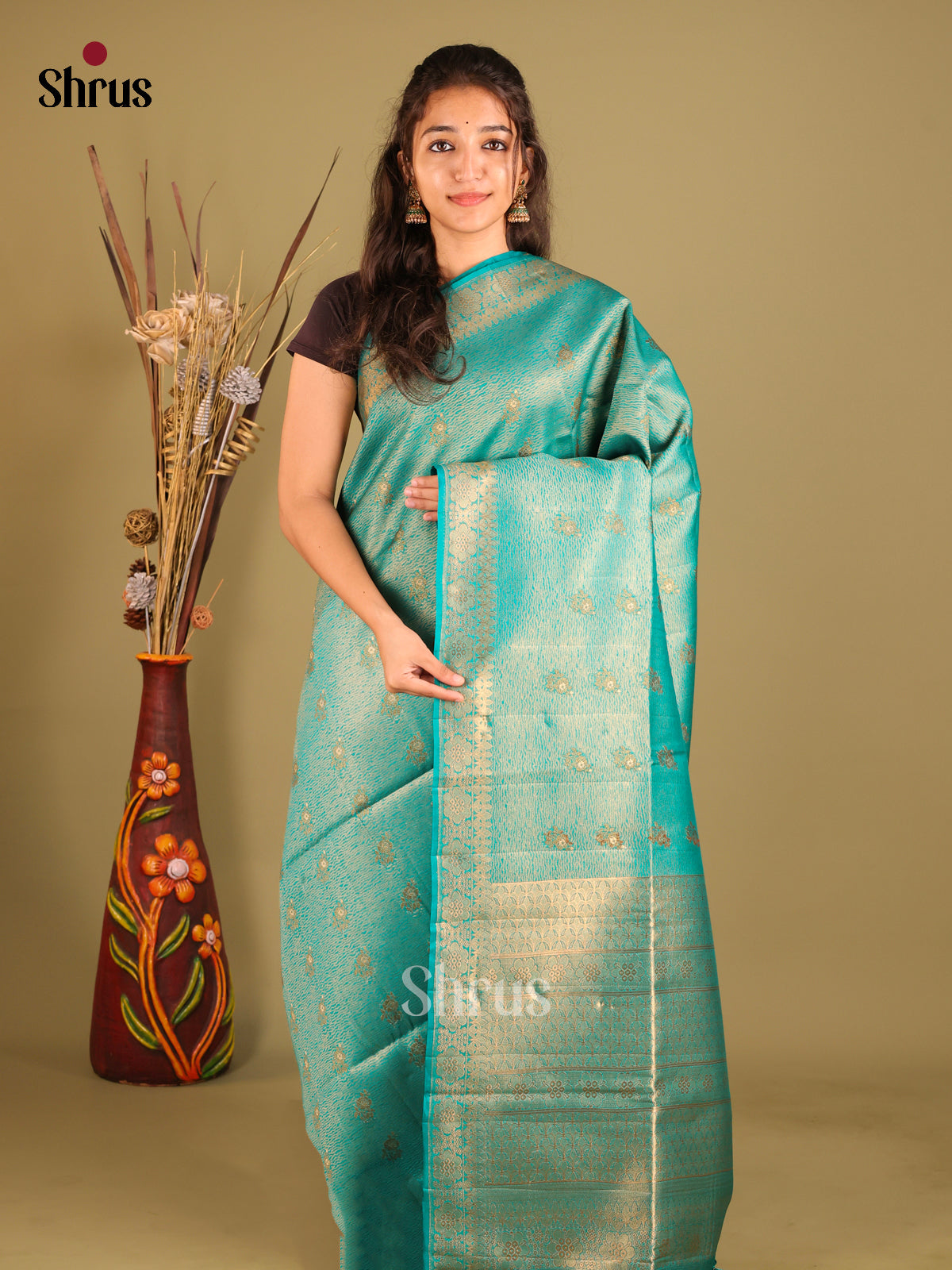Sky Blue - Bamboo silk Saree