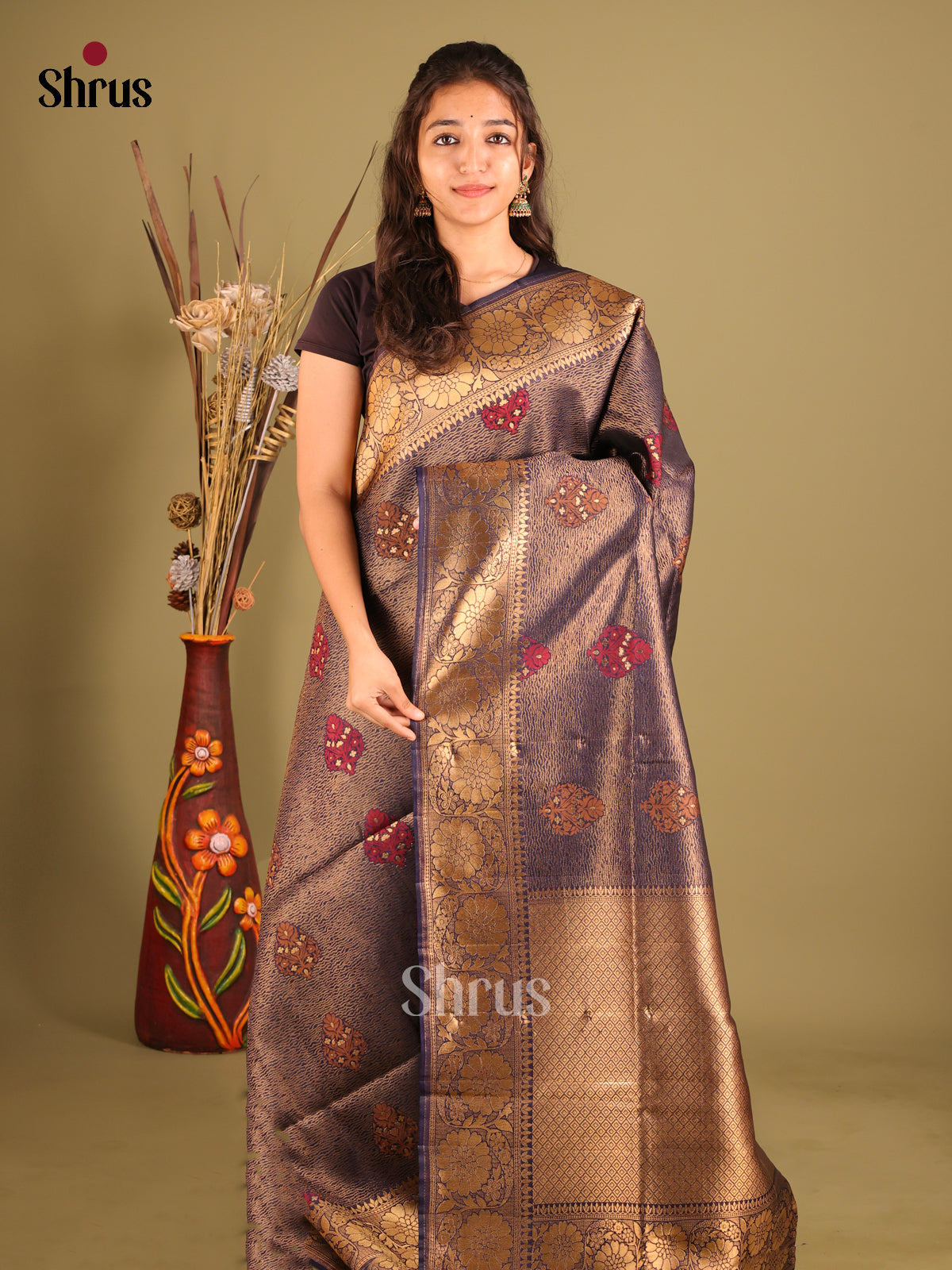 Blue - Bamboo silk Saree
