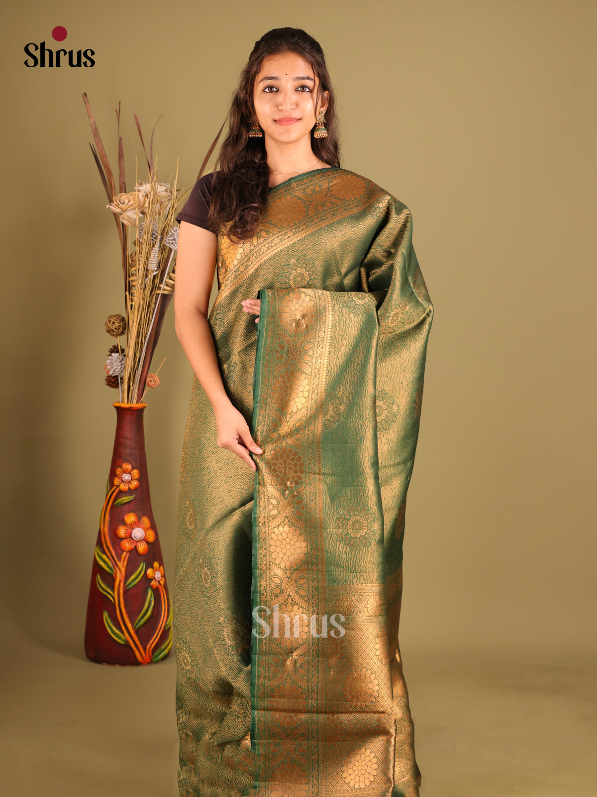 Green - Bamboo silk Saree