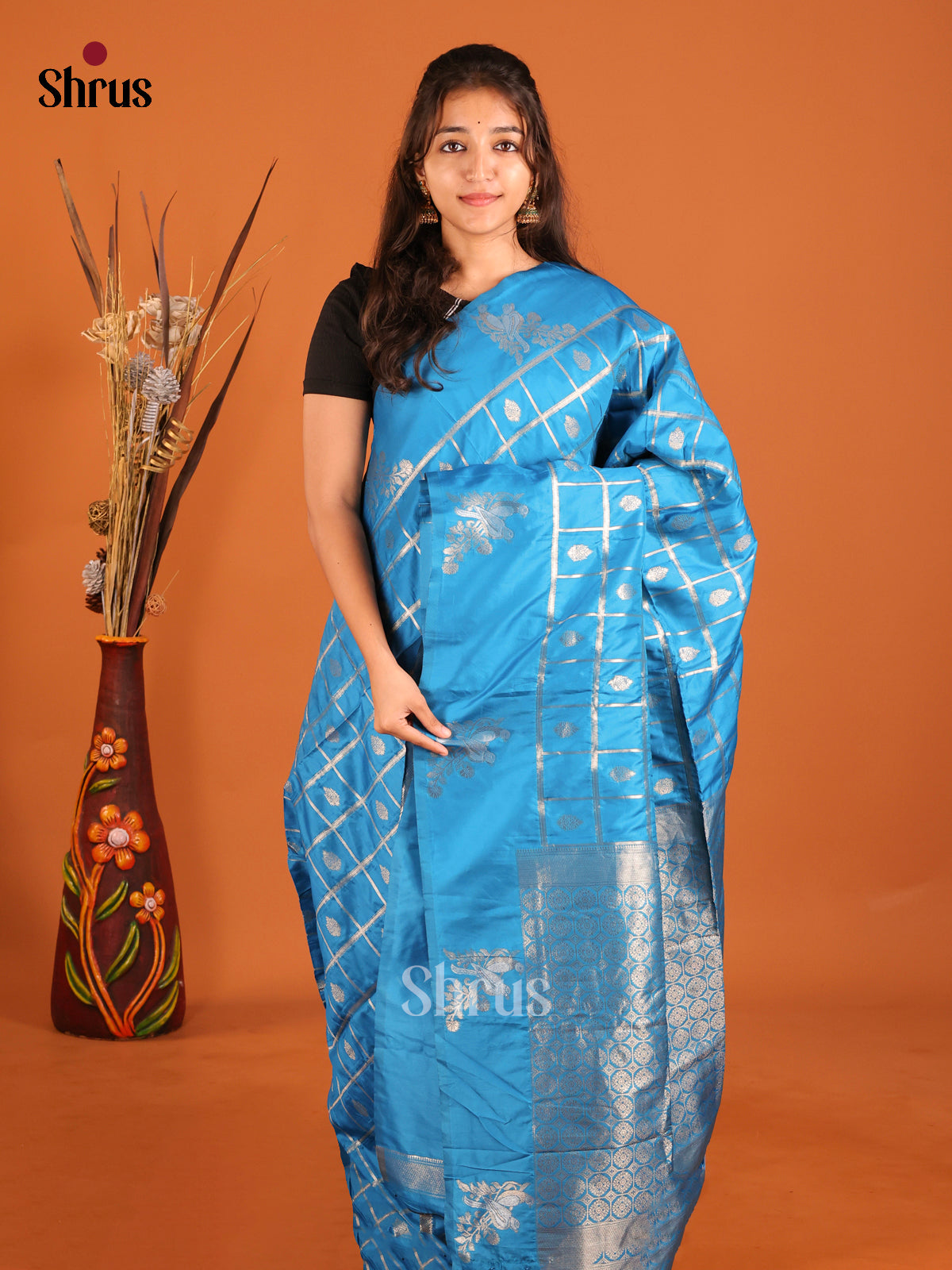 Blue - Semi Softsilk Saree