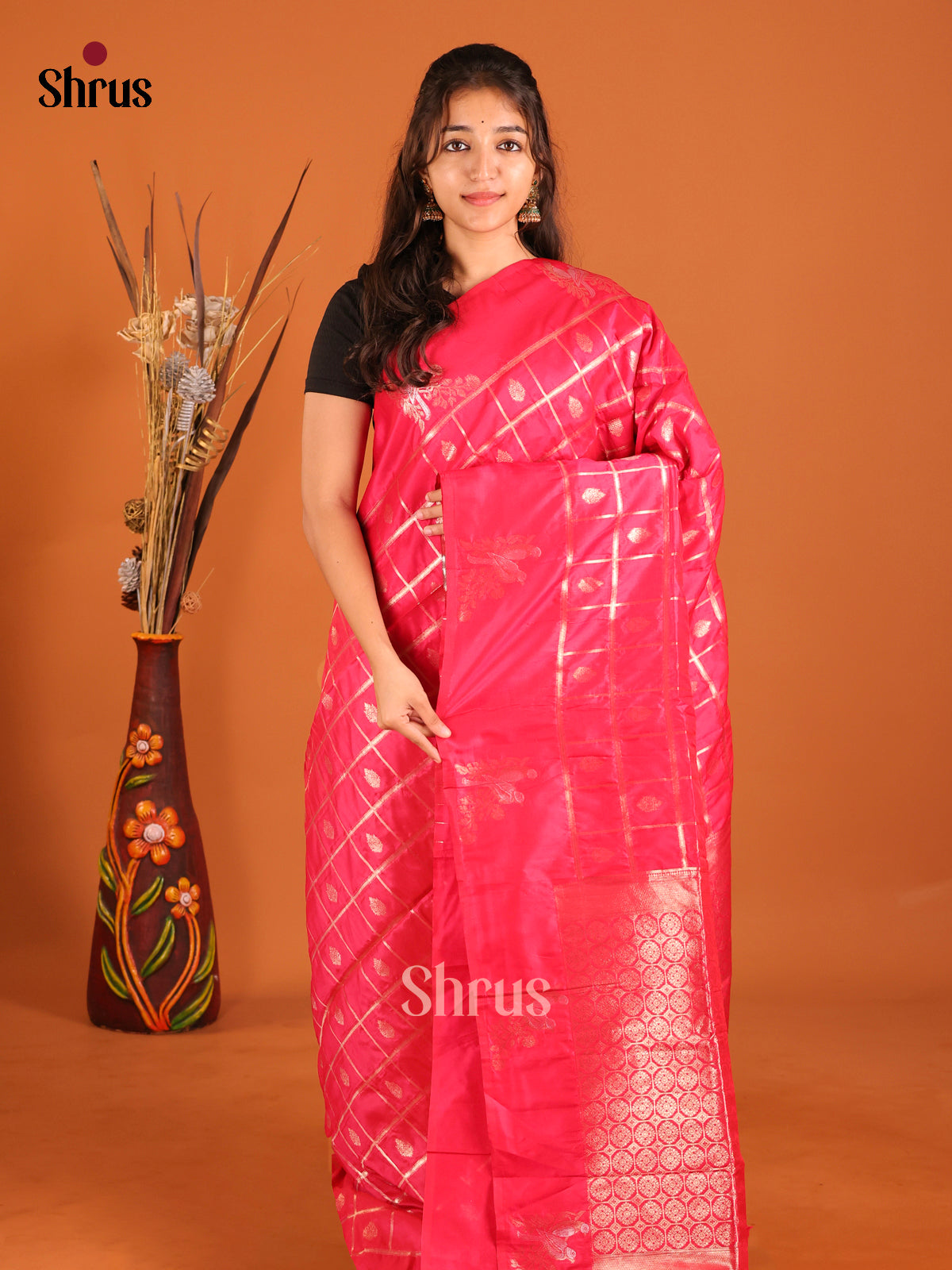 Pink - Semi Softsilk Saree