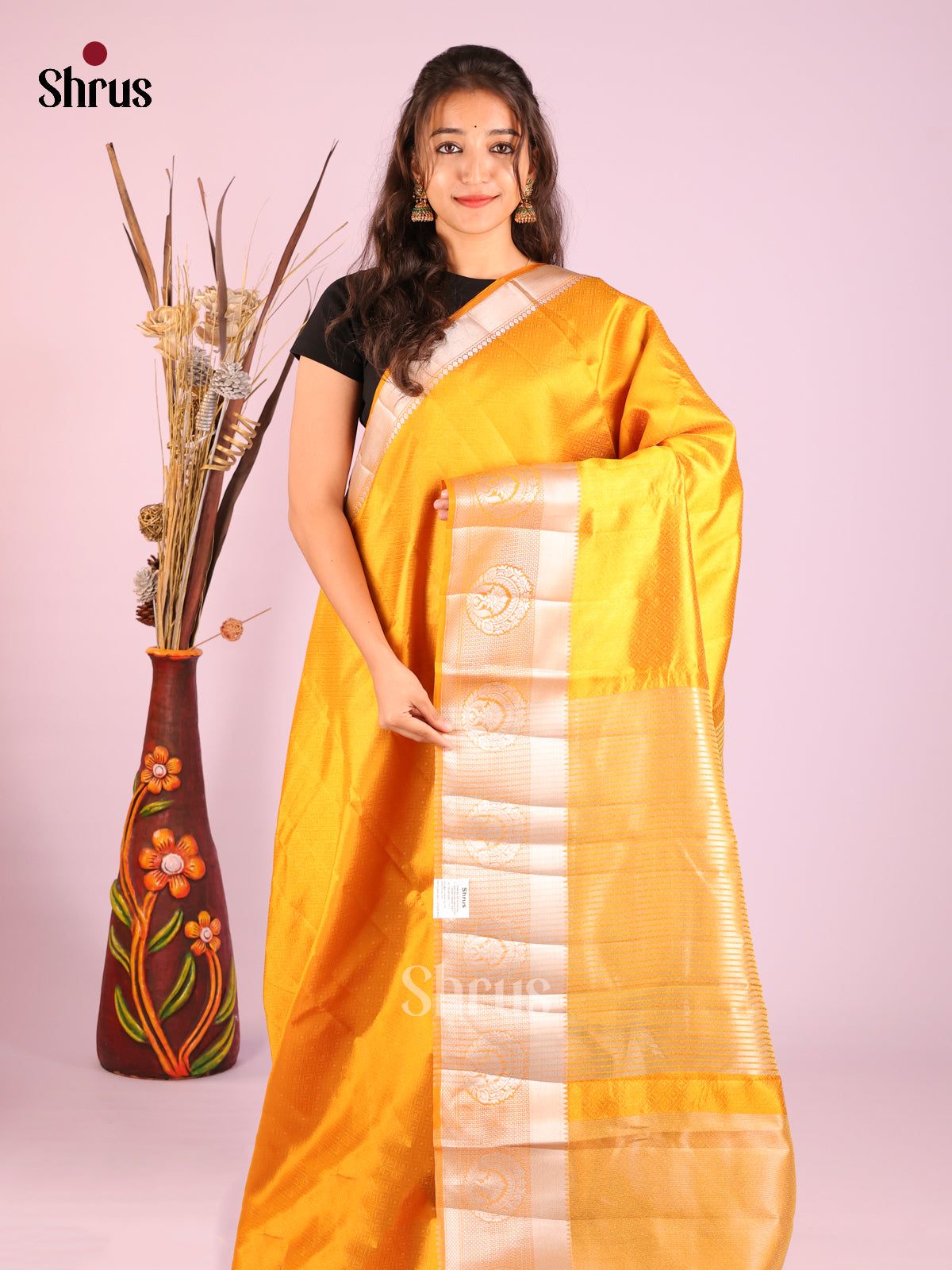 Mustard - Semi Rawsilk Saree