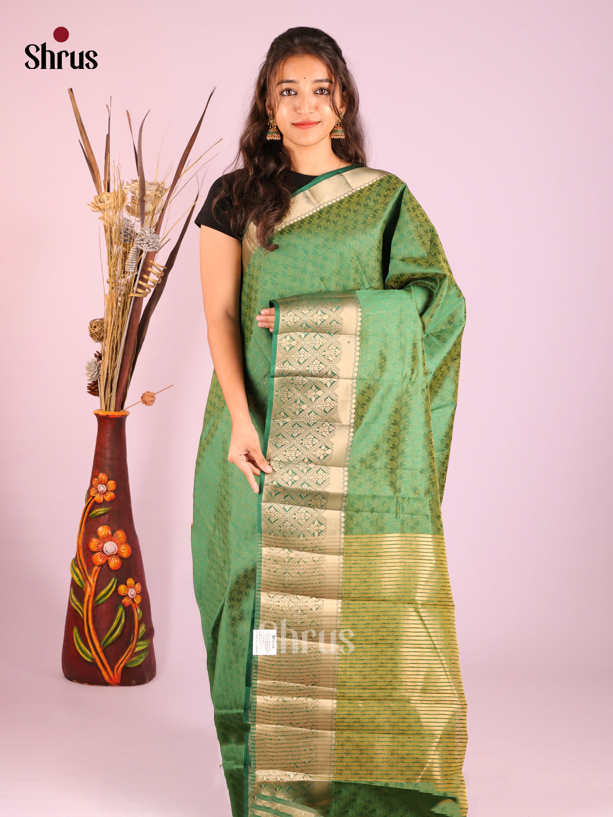 Green - Semi Rawsilk Saree