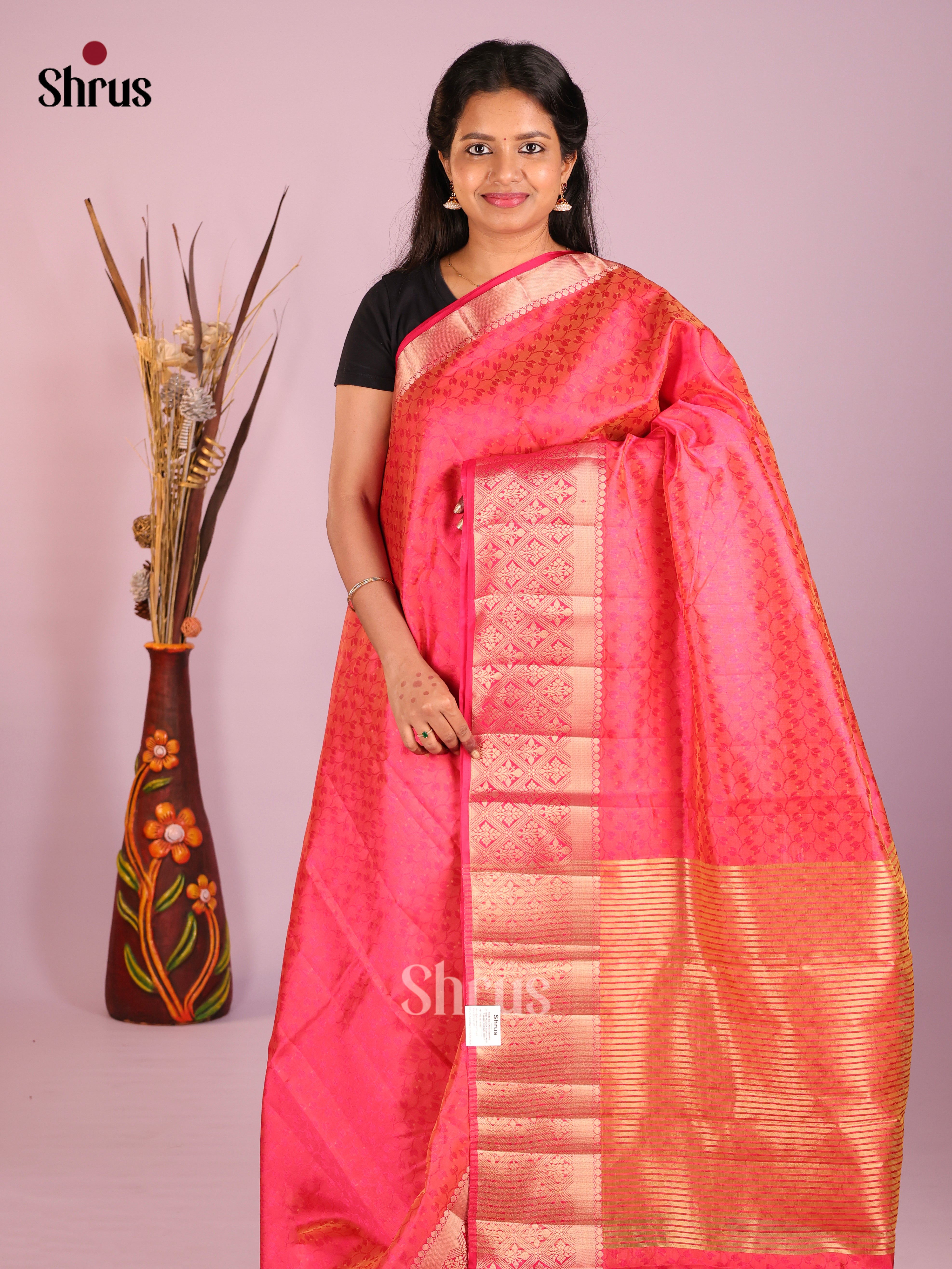 Red- Semi Rawsilk Saree