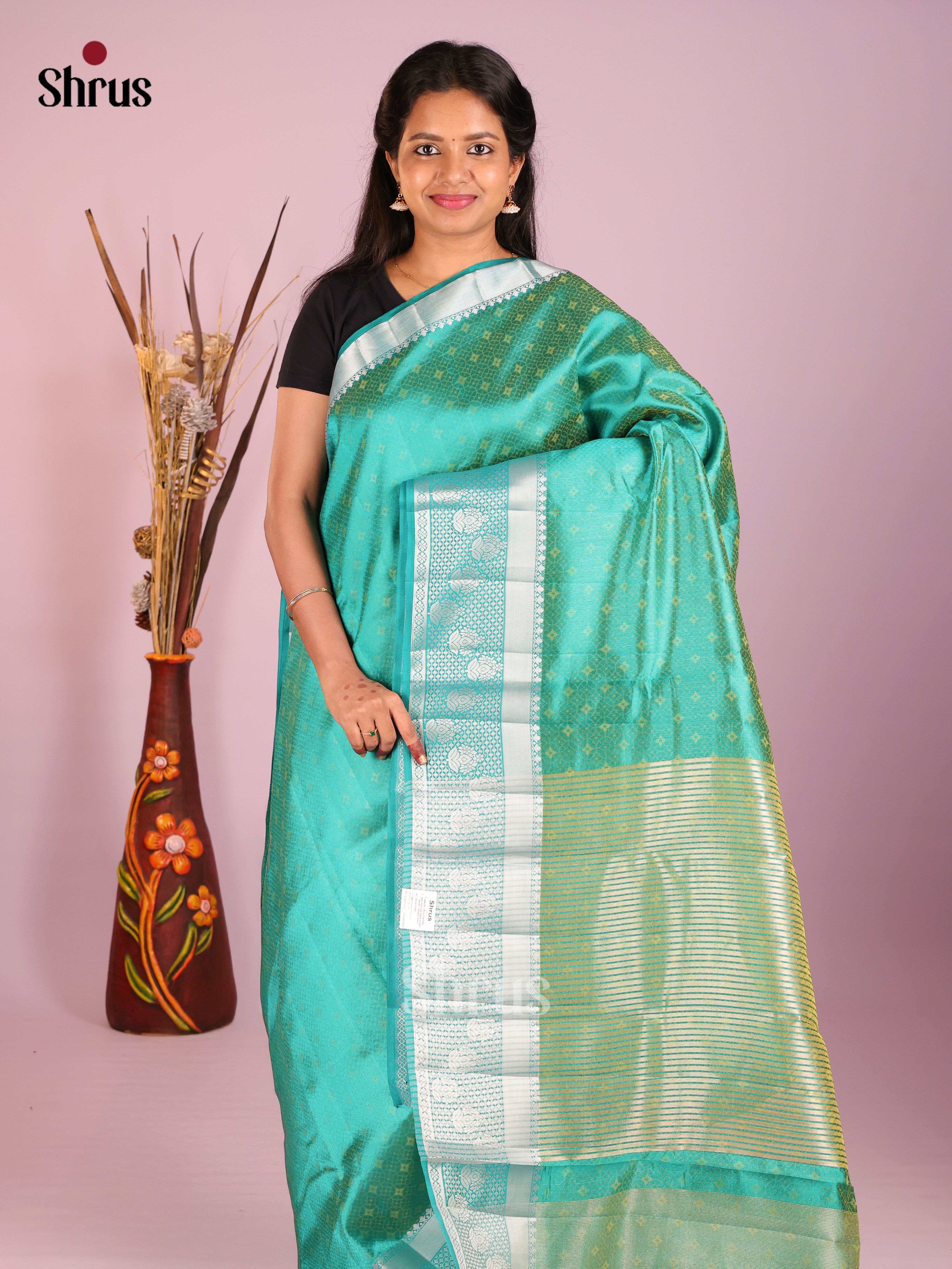 Green - Semi Rawsilk Saree
