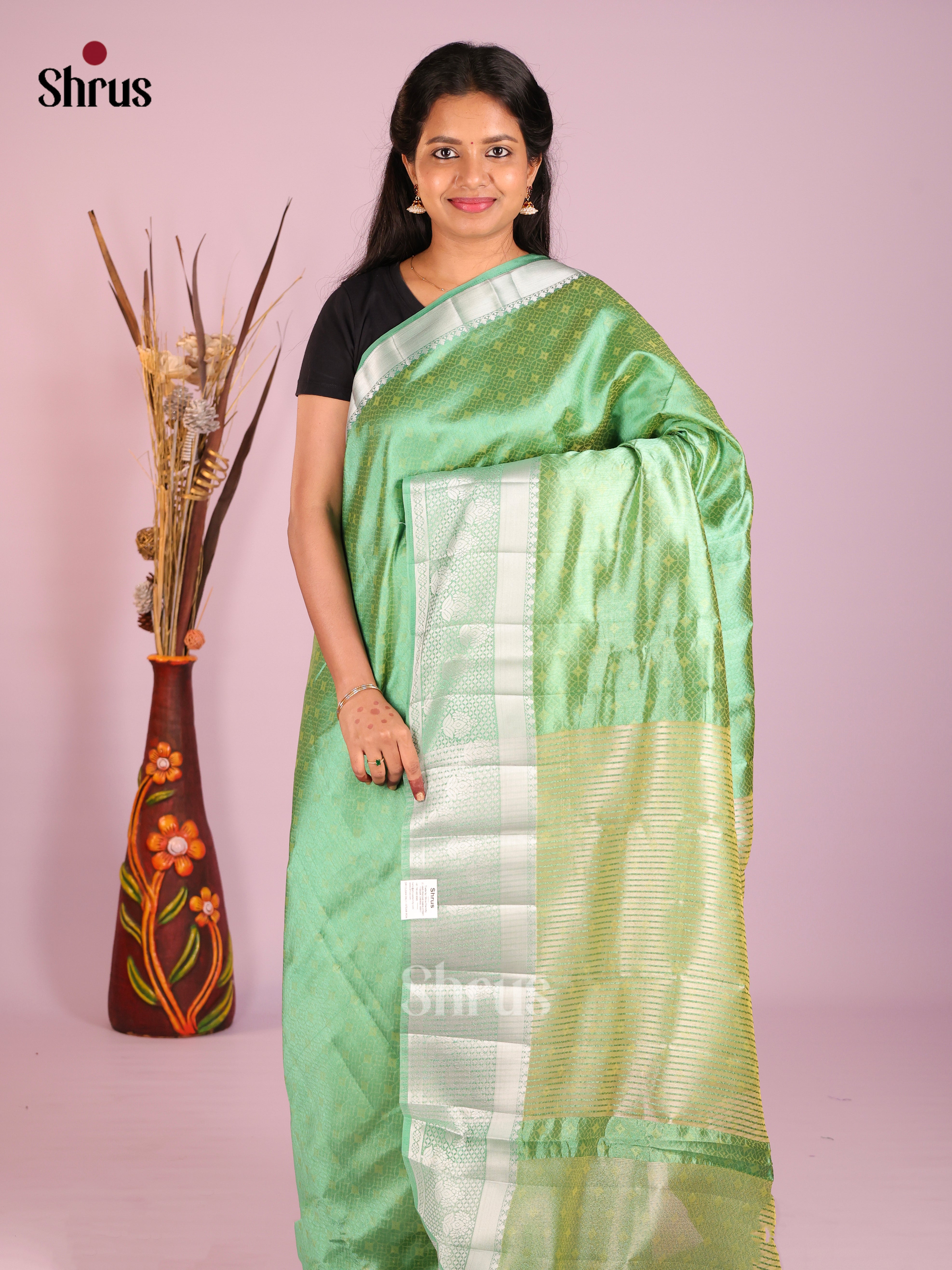 Pista Green - Semi Rawsilk Saree
