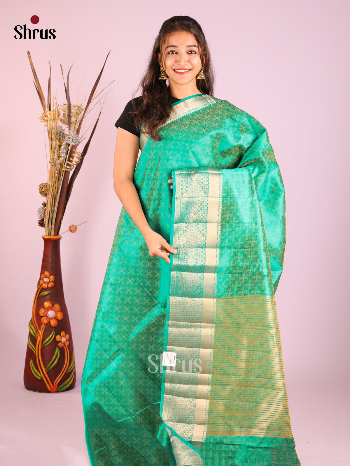 Green - Semi Rawsilk Saree