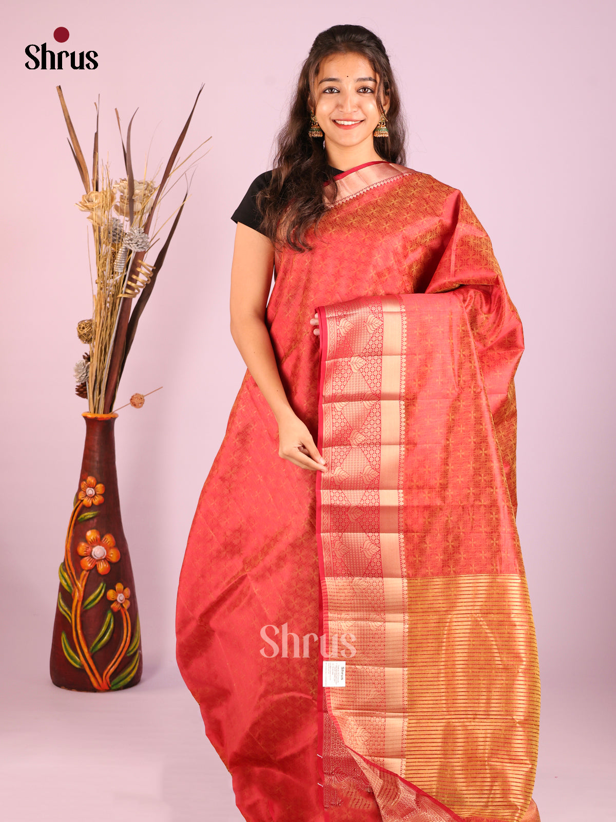 Red - Semi Rawsilk Saree
