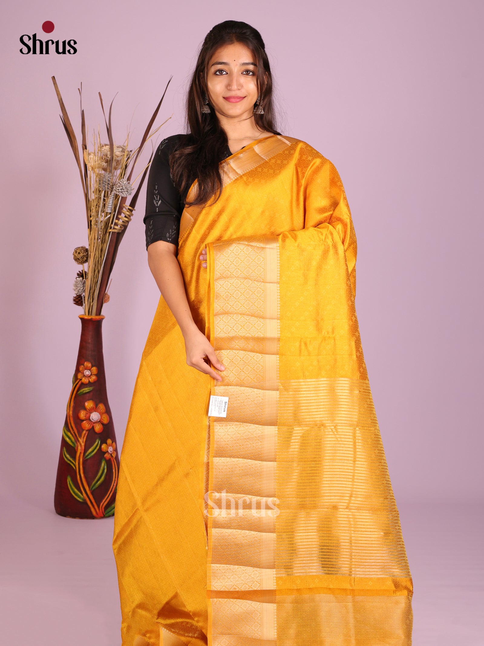 Mustard - Semi Rawsilk Saree