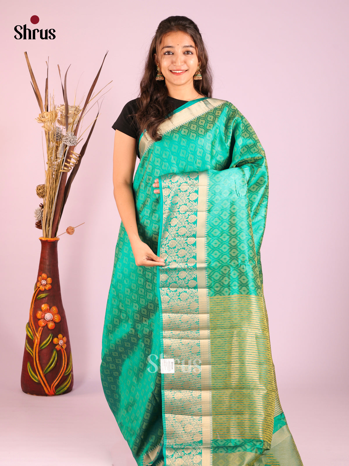Green - Semi Rawsilk Saree