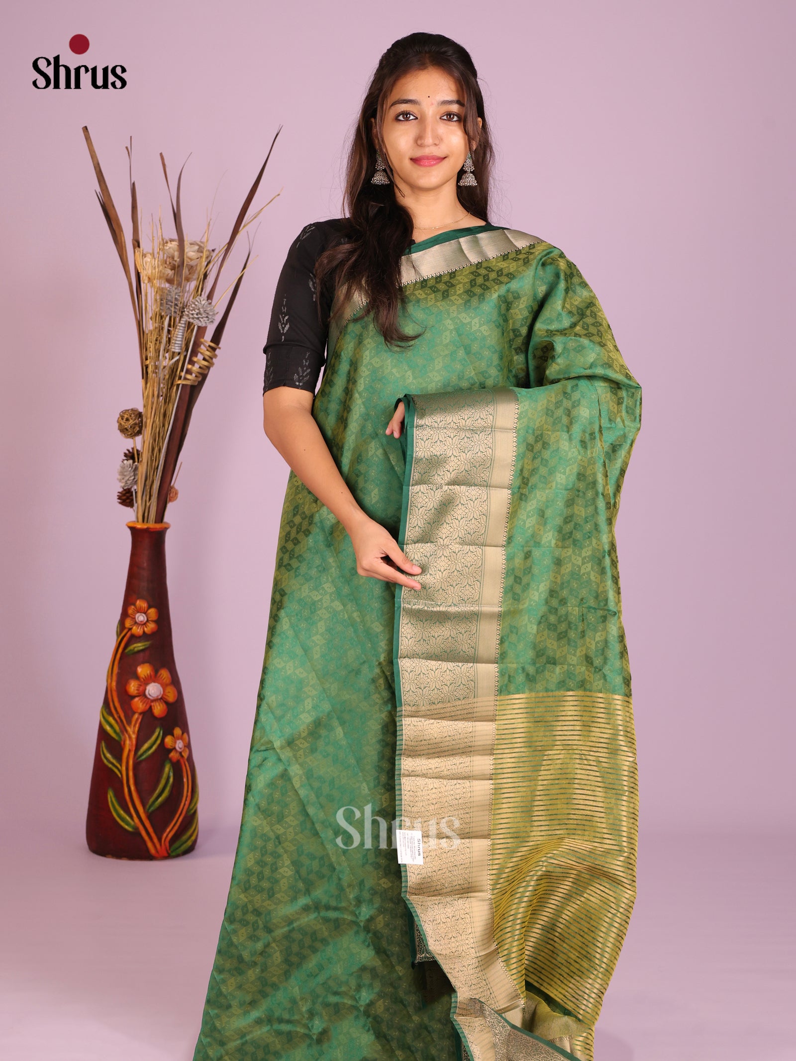 Green - Semi Rawsilk Saree