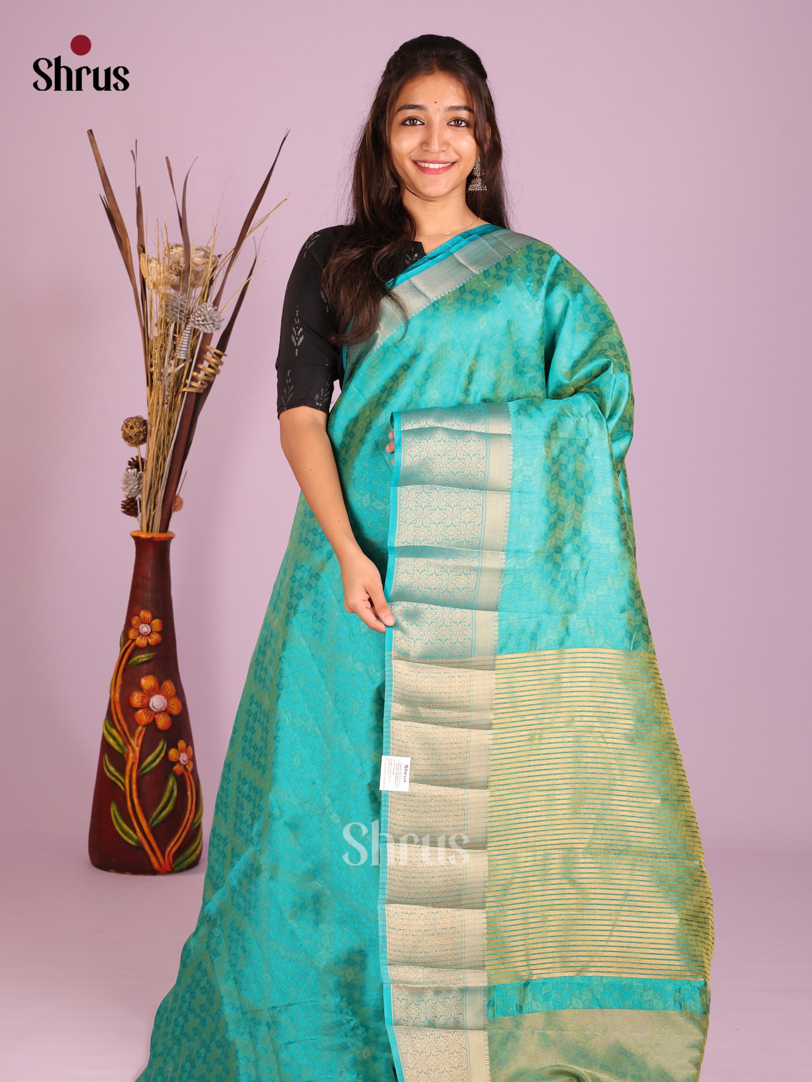 Blue - Semi Rawsilk Saree