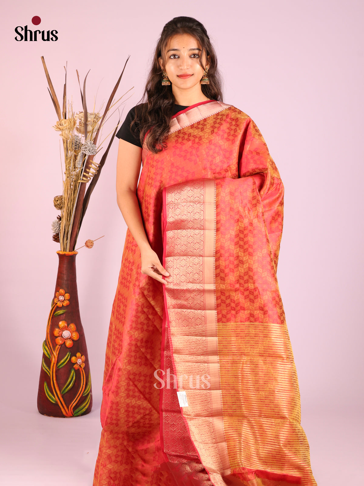 Red - Semi Rawsilk Saree