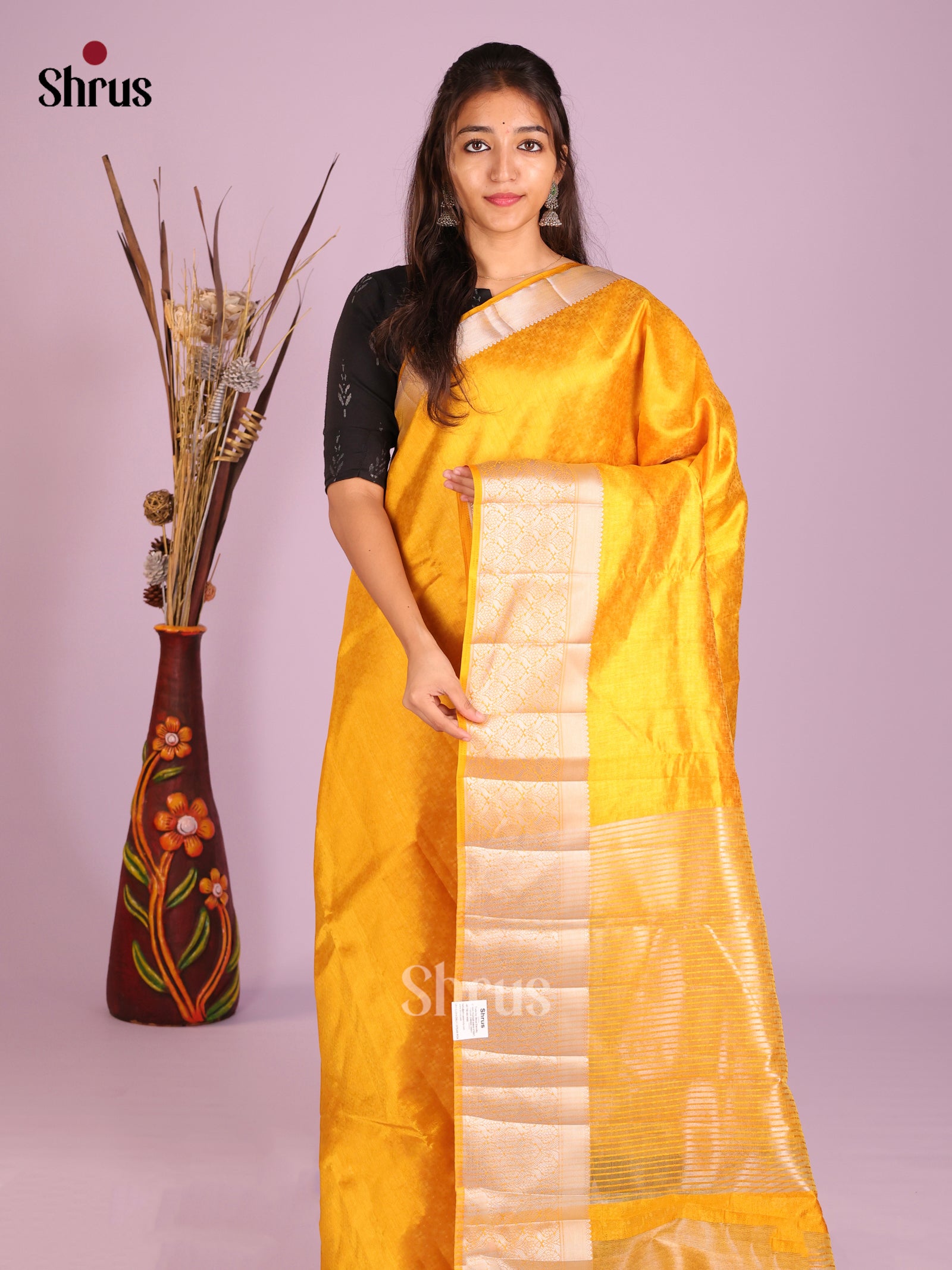 Mambazha Yellow - Semi Rawsilk Saree