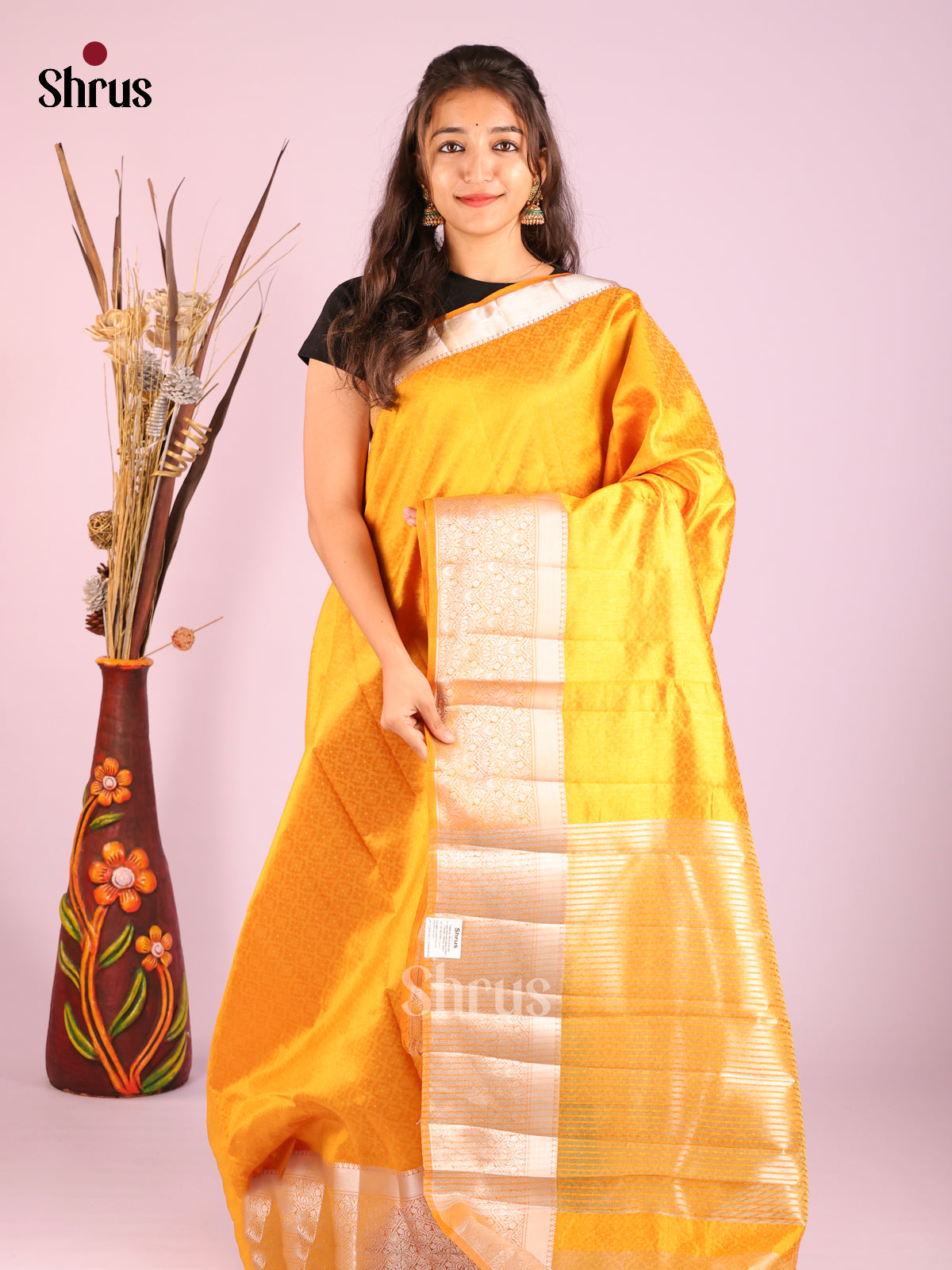 Mustard - Semi Rawsilk Saree