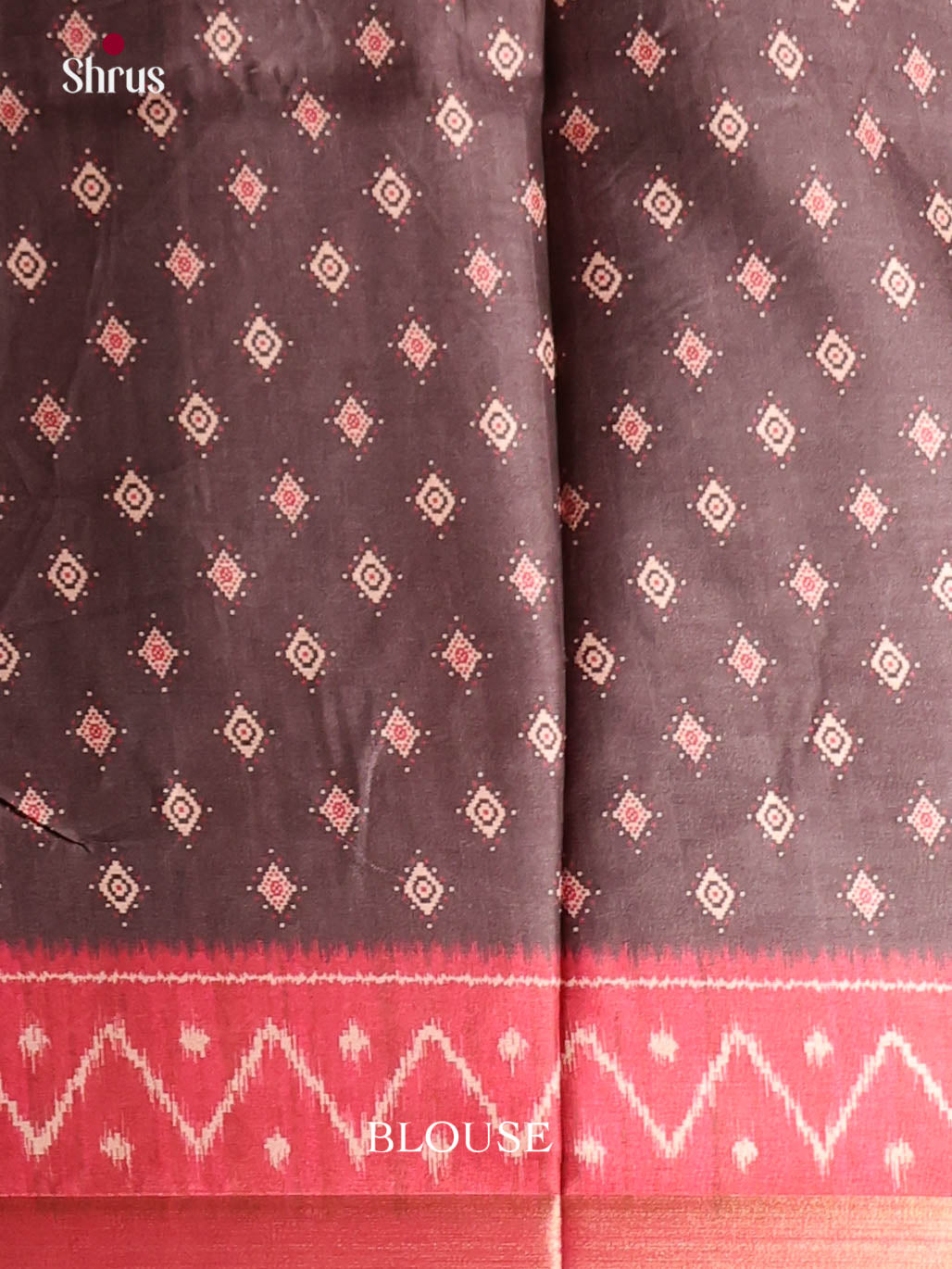 Brown & Red- Semi Crepe Saree