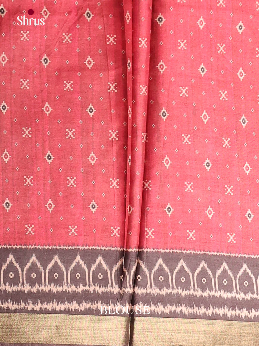Red & Brown - Semi Crepe Saree