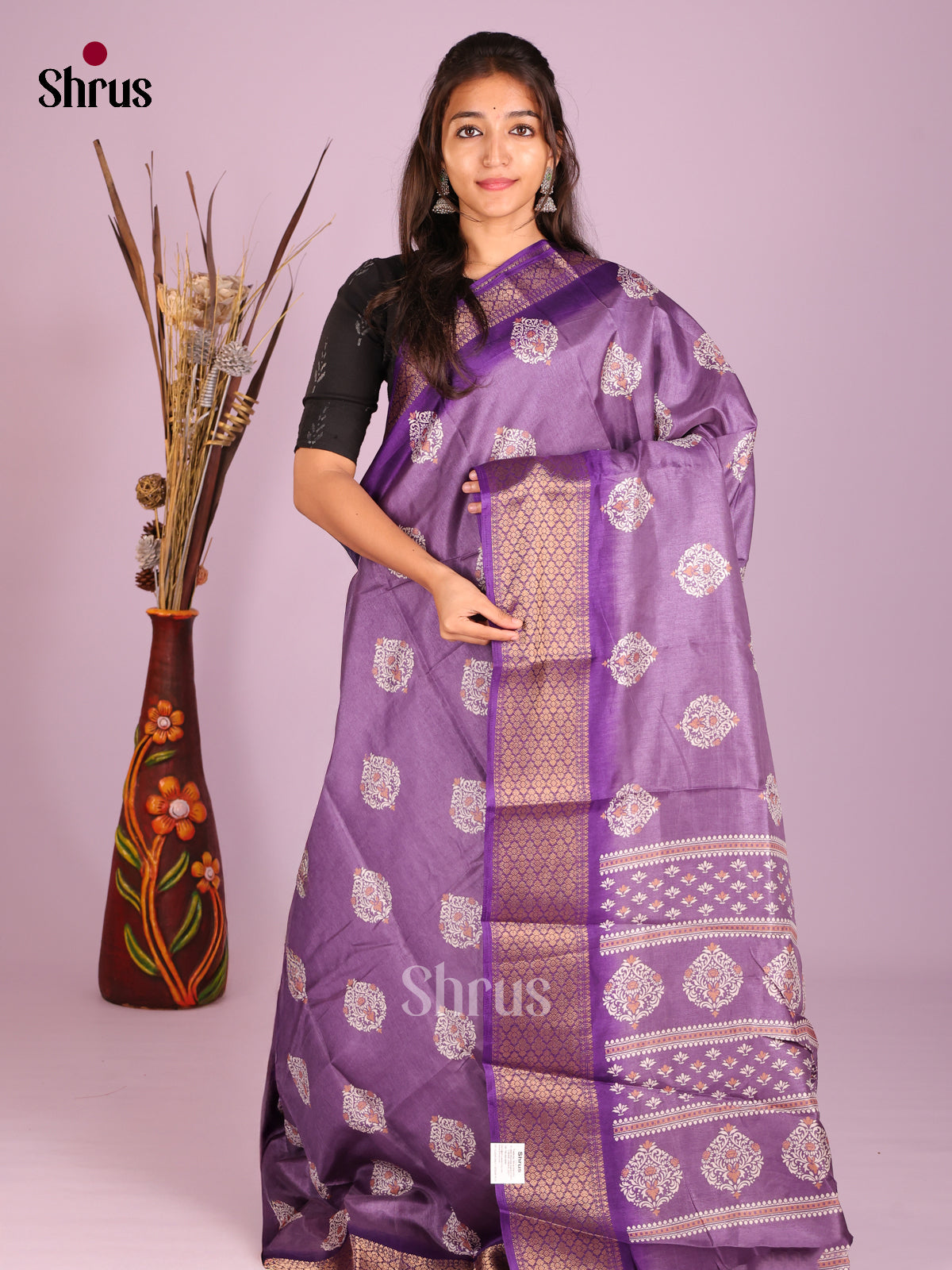 DIS08317 - Semi Crepe Saree - Shop on Shrus.com
