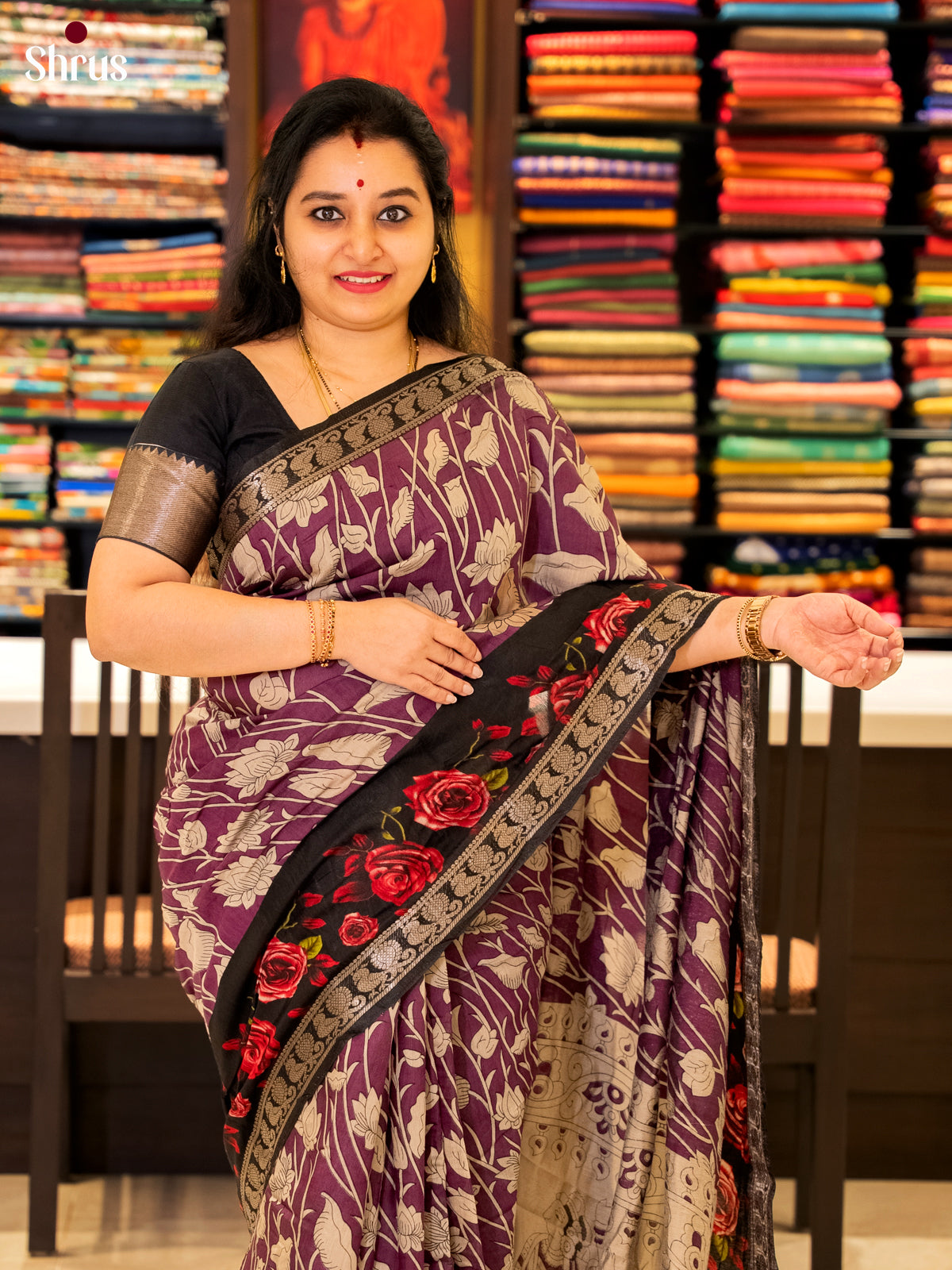 Purple & Black- Semi Modal Saree
